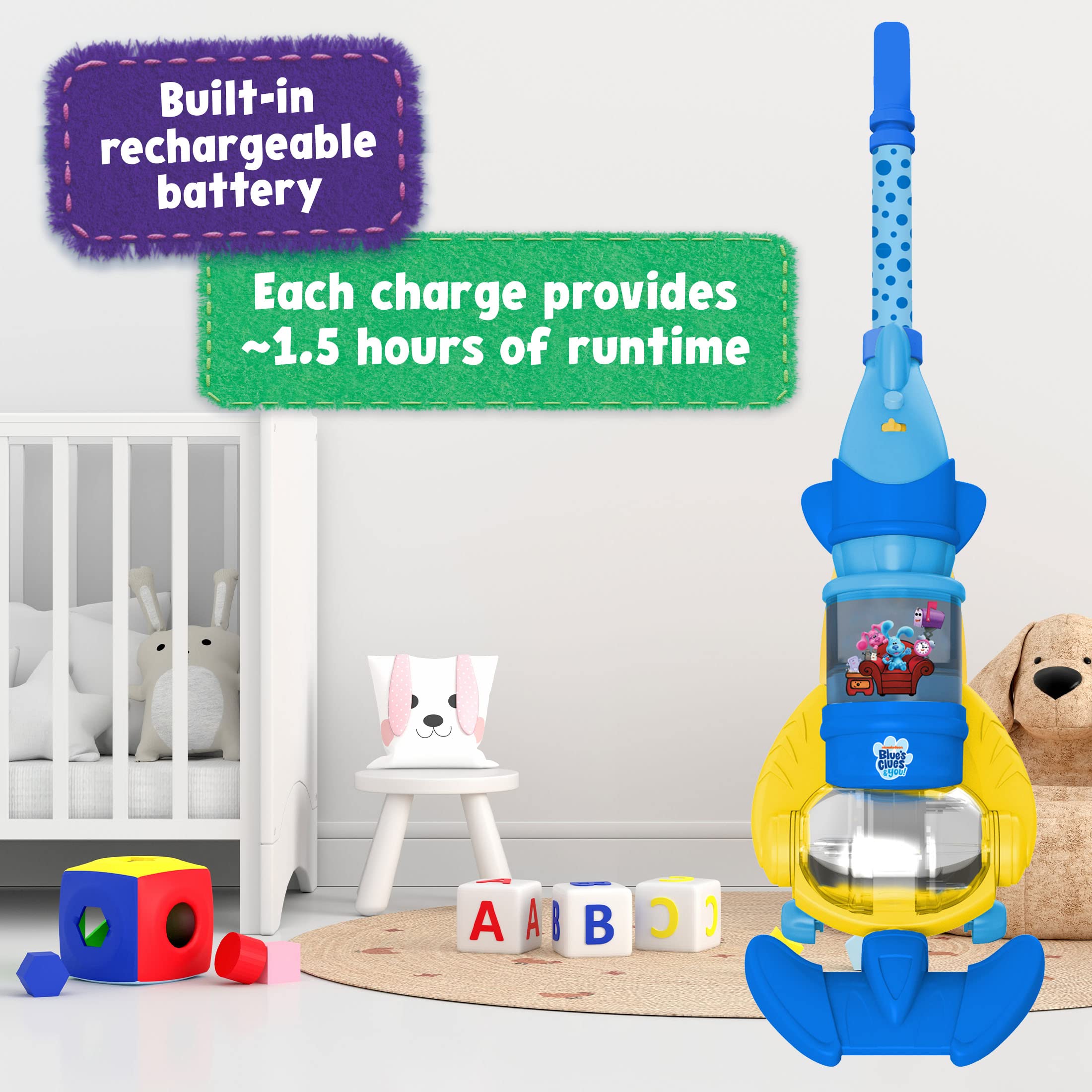 Blue's Clues & You! Kids Toy Vacuum Cleaner - Functional Toddler Vacuum with Lights & Realistic Sounds - Pretend Play Cleaning Toy for Boys & Girls - Perfect for Indoor Playtime & Early Childhood Development
