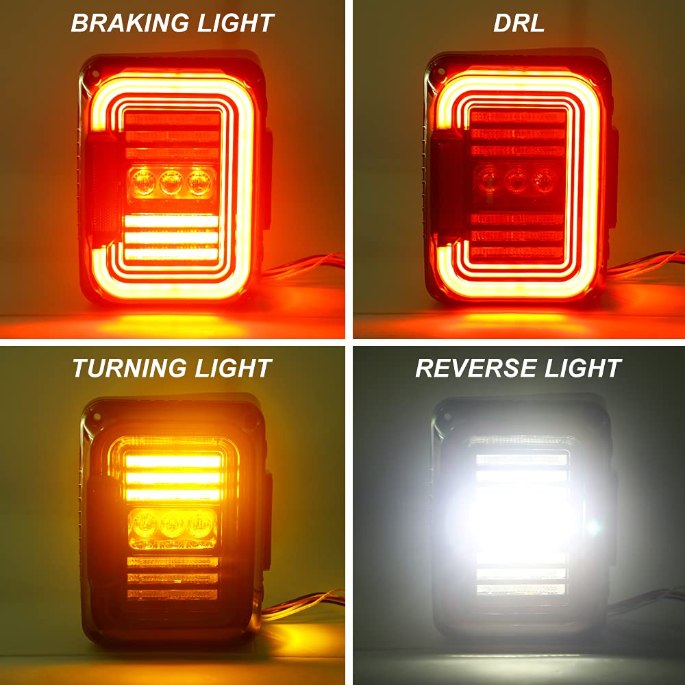 AUDEXEN Euro Version LED Tail Lights for Jeep Wrangler JK JKU 2007-2018 - Smoked Lens Pair - Upgrade Your Off-Road Vehicle for Night Driving & Adventure