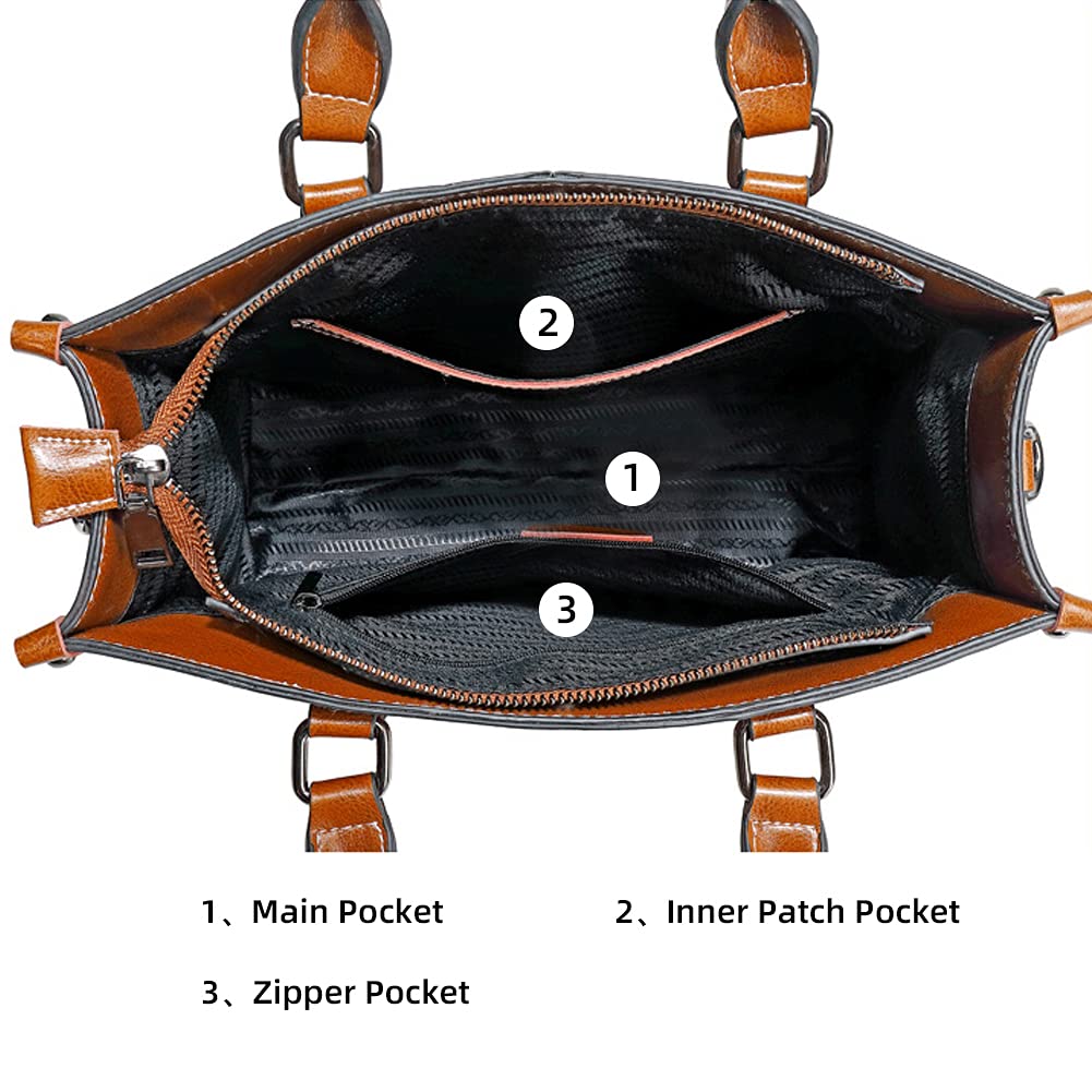 ROUROU Genuine Leather Tote Bag for Women - Top Handle Crossbody Hobo Handbag with Large Capacity, Stylish Shoulder Purse | Perfect for Work, Travel & Everyday Use