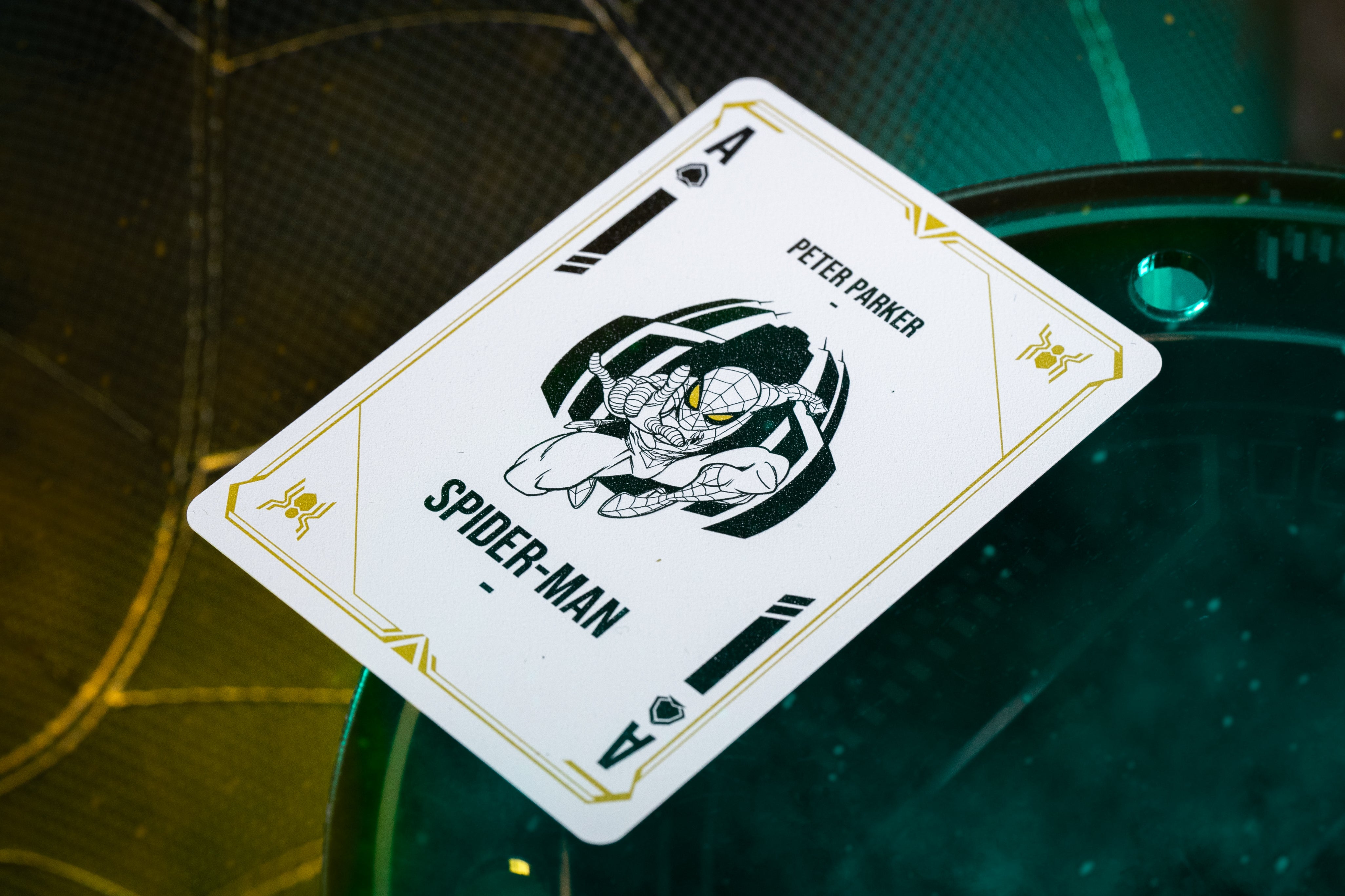 Spider-Man Themed PVC Playing Cards - Black & Gold Deck for Collectors, Poker, Magic Tricks & Game Nights