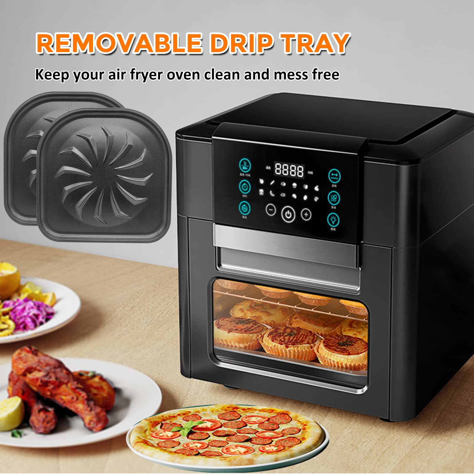 Upgraded Nonstick Drip Tray for PowerXL Air Fryer - 2 Pack Oil Drip Pan for 6QT & 10QT PowerXL Vortex Air Fryer Oven Pro Plus | Dishwasher Safe | Perfect for Air Frying, Roasting & Baking | Reduces Mess & Easy Cleanup