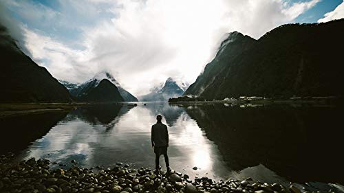 Mountain Lake Reflection Scenic Landscape Poster - 20x30 Inch Laminated Wall Art with Vibrant Colors - Perfect for Living Room, Bedroom & Office Decor