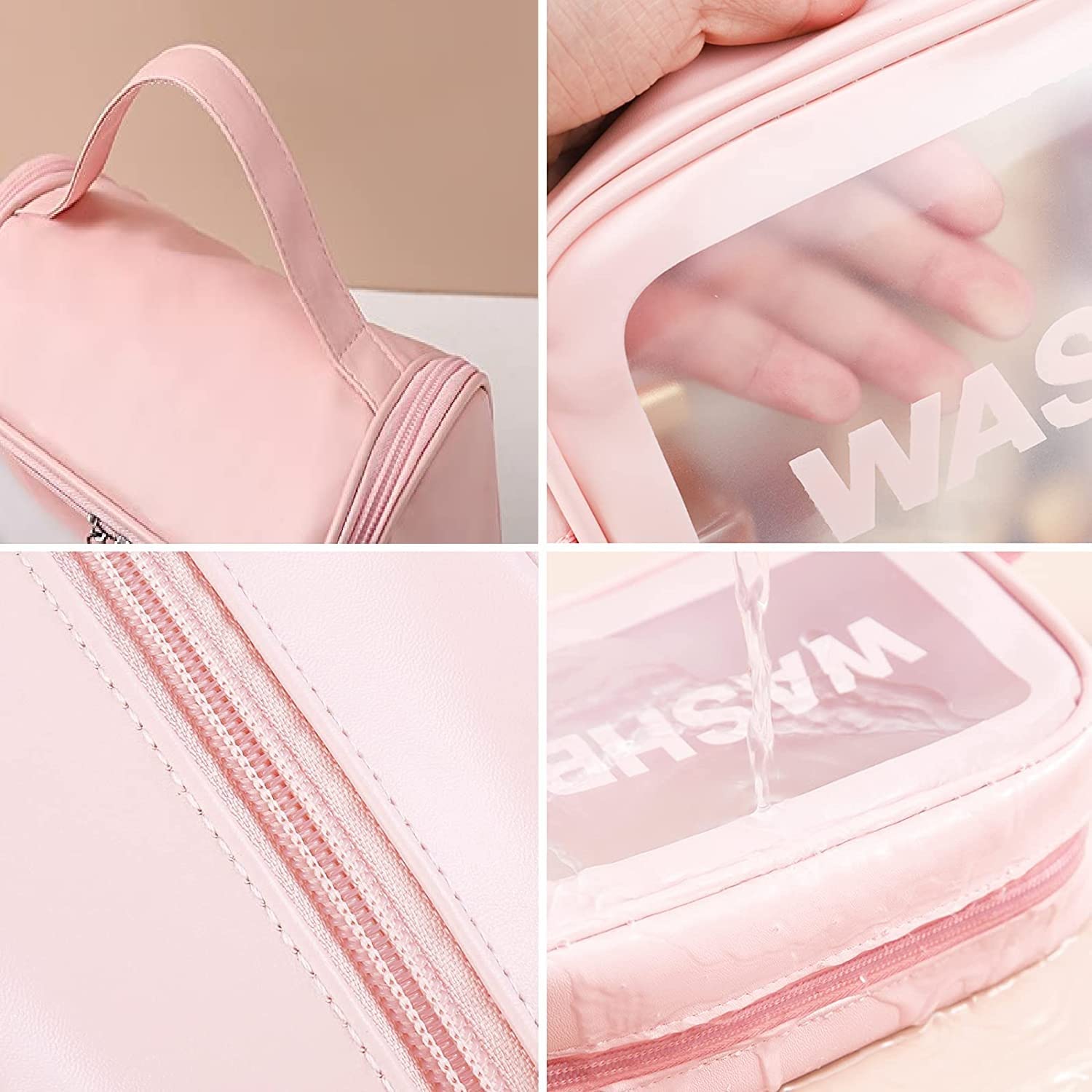 Luxula Clear Waterproof Travel Cosmetic Bag with Zipper & Handle - Portable Toiletry Organizer for Women & Girls (Round, 23x13x20cm) - Perfect for Airplane Carry-on, Gym Essentials & Makeup Storage