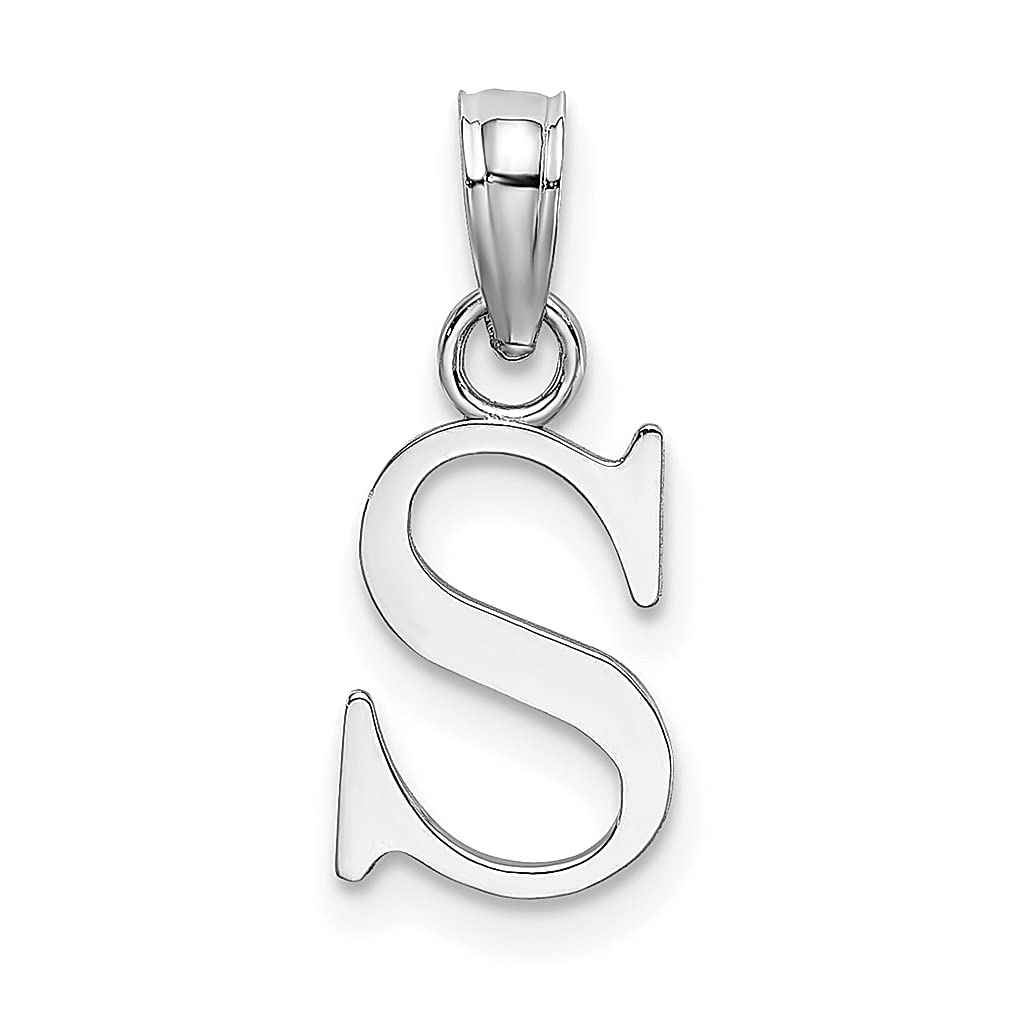 10K White Gold Block Initial Monogram Letter Charm Necklace - Personalized Name Pendant for Women - Elegant Fine Jewelry Gift for Her - Perfect for Birthdays, Anniversaries & Special Occasions