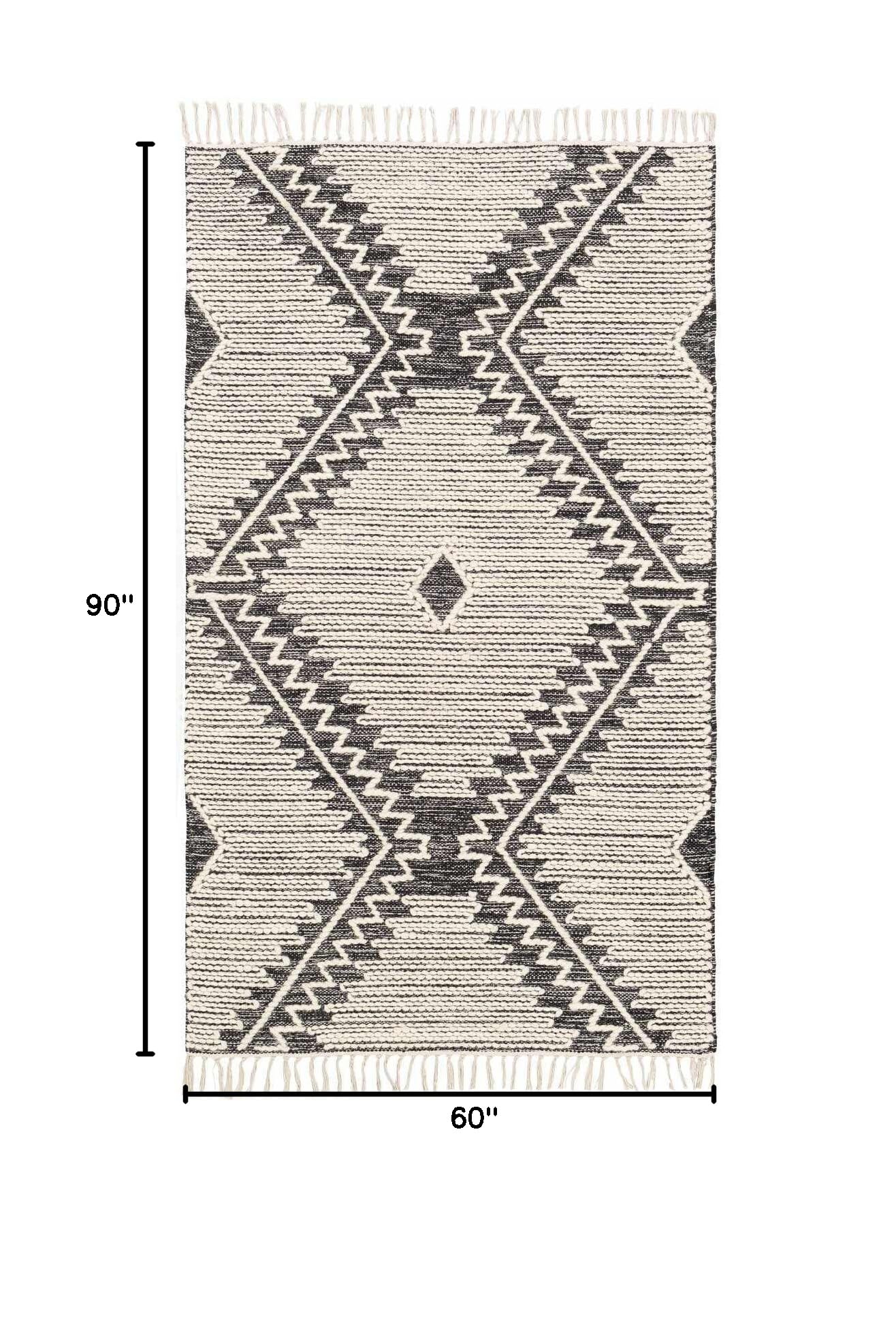 Mark&Day 5x7 Maryport Global Black Area Rug - Soft Black Beige Carpet for Living Room, Bedroom, Kitchen - Non-Slip Floor Mat (5' x 7'6