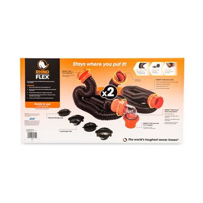 Camco Rhino Flex RV Sewer Hose Kit with Swivel Fittings - 20ft Heavy Duty Waste Drainage System for Campers & Travel Trailers | Perfect for RV Dump Stations & Outdoor Camping