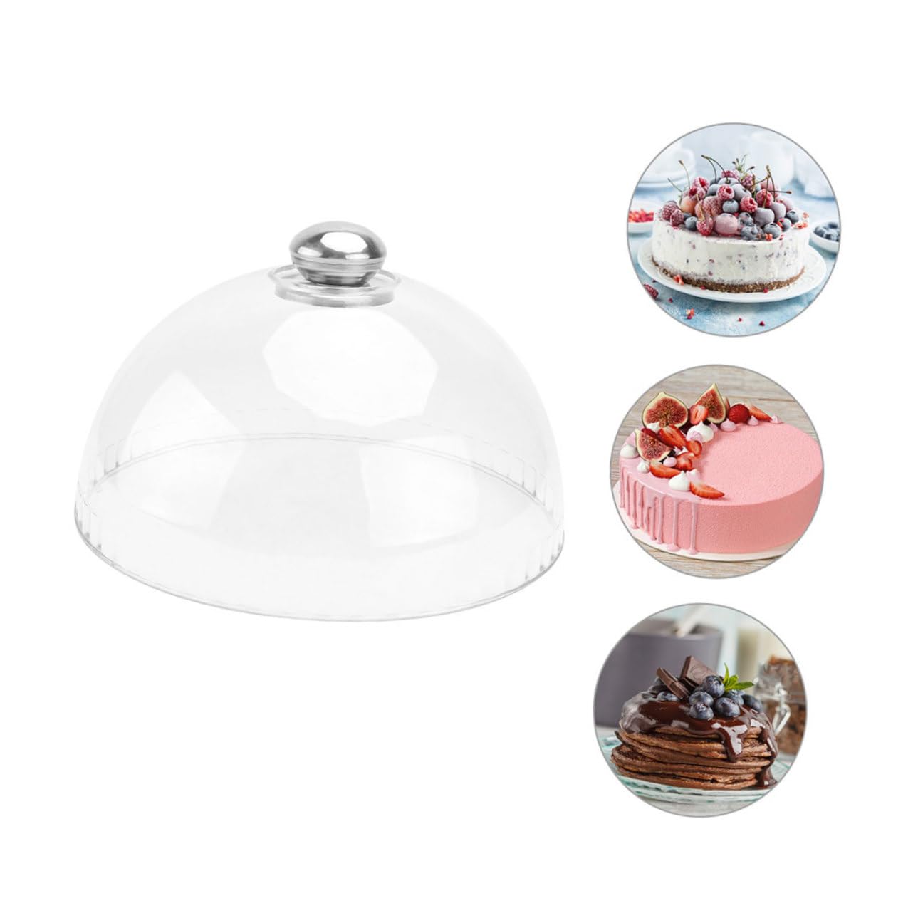 Cabilock 1-Piece Clear Plastic Dome Cupcake Cover - Food Safe Bread & Dessert Display Lid - Acrylic Cake Plate Cover for Bakeries, Parties & Kitchen Storage (White)