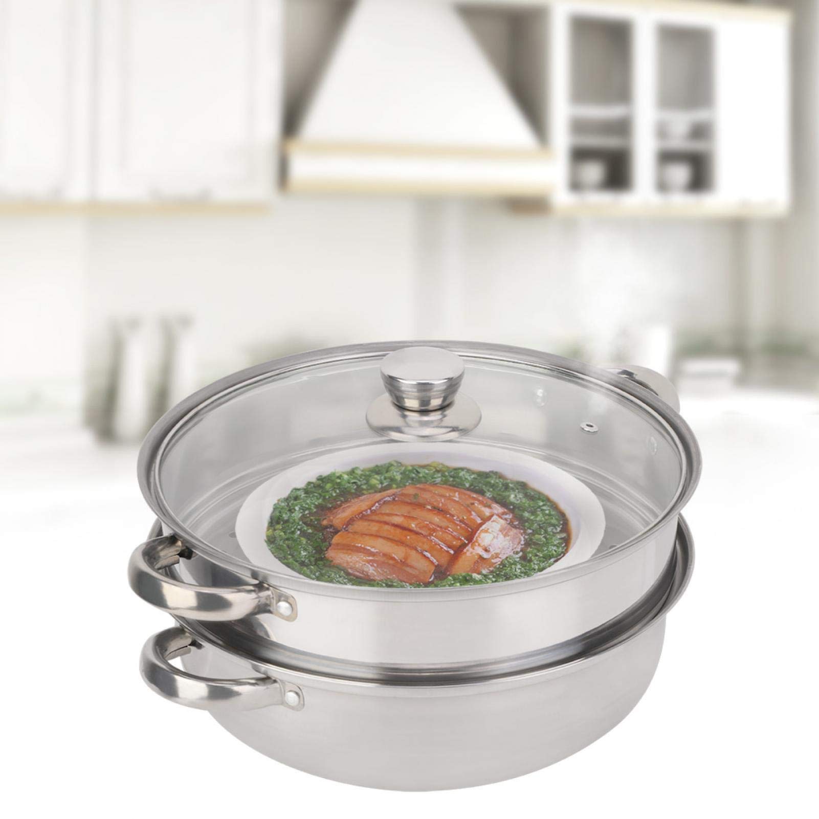2-Layer Stainless Steel Steamer Pot for Cooking - Perfect for Vegetables, Dumplings, Eggs & Healthy Meals - Ideal for Home Kitchens & Meal Prep