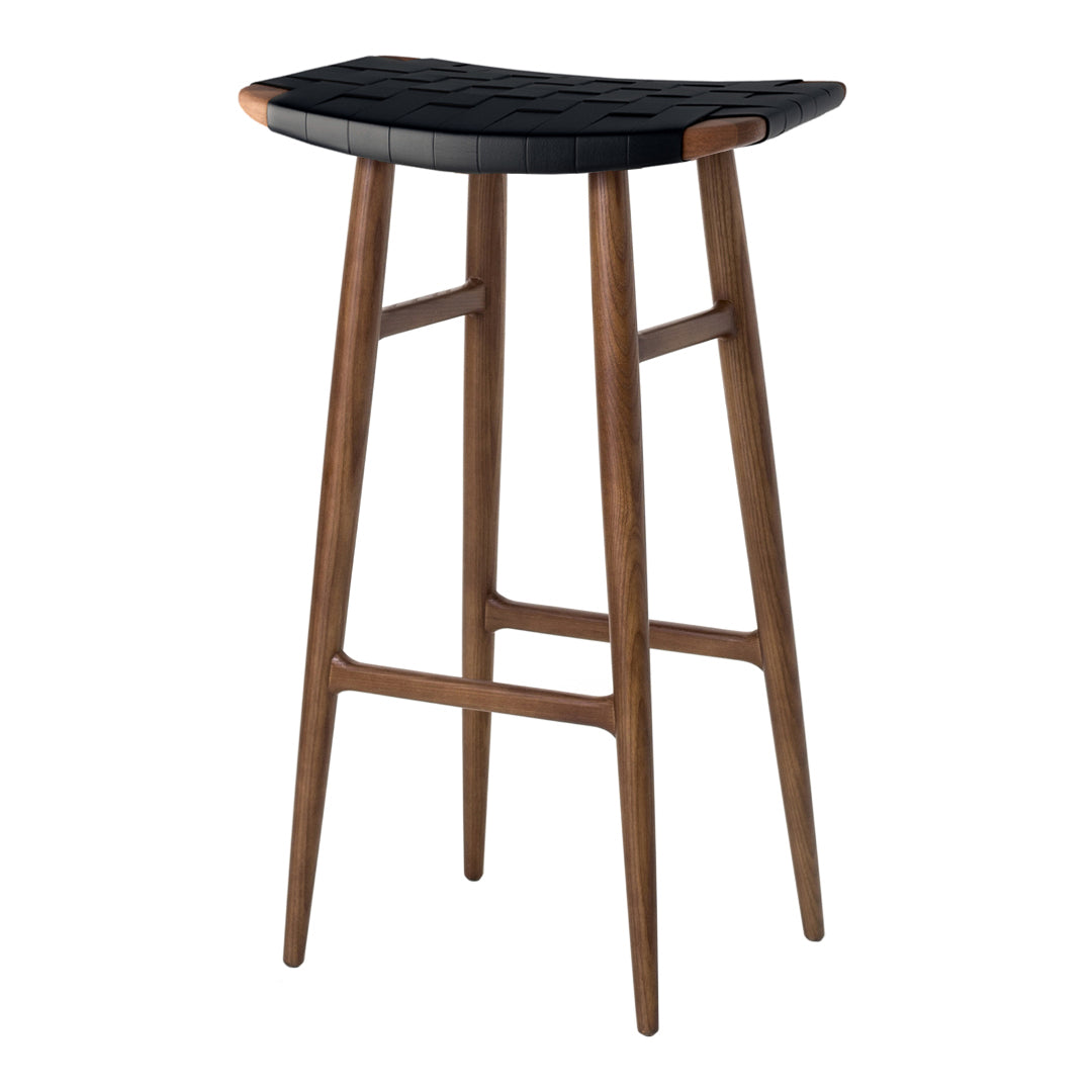 Freja Bar Stool with Leather Stripe Seat - Modern Kitchen & Bar Counter Stool for Home, Restaurant, and Cafe Use