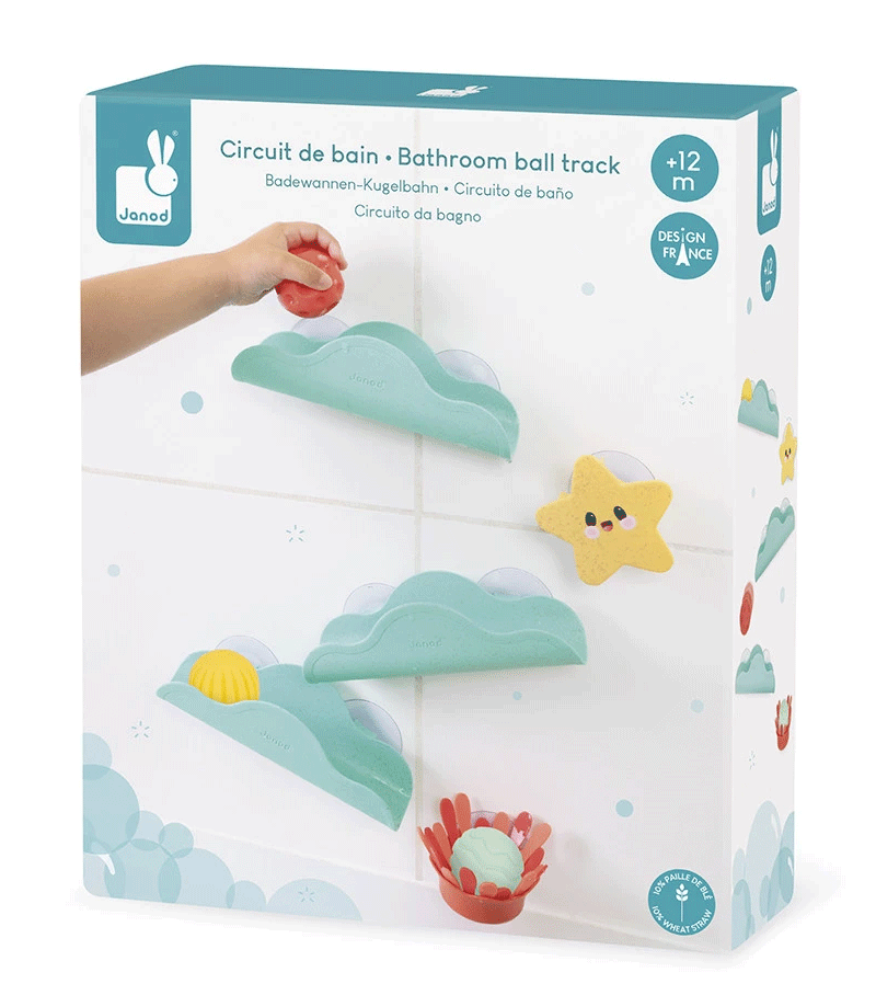 Janod Sea Bath Ball Circuit - Interactive Water Play Toy for Kids, Fun Bath Time Activity, Ocean-Themed Floating Ball Track - Perfect for Toddlers & Preschoolers (Ages 1-3) | Great for Bathtub, Pool & Indoor Water Play
