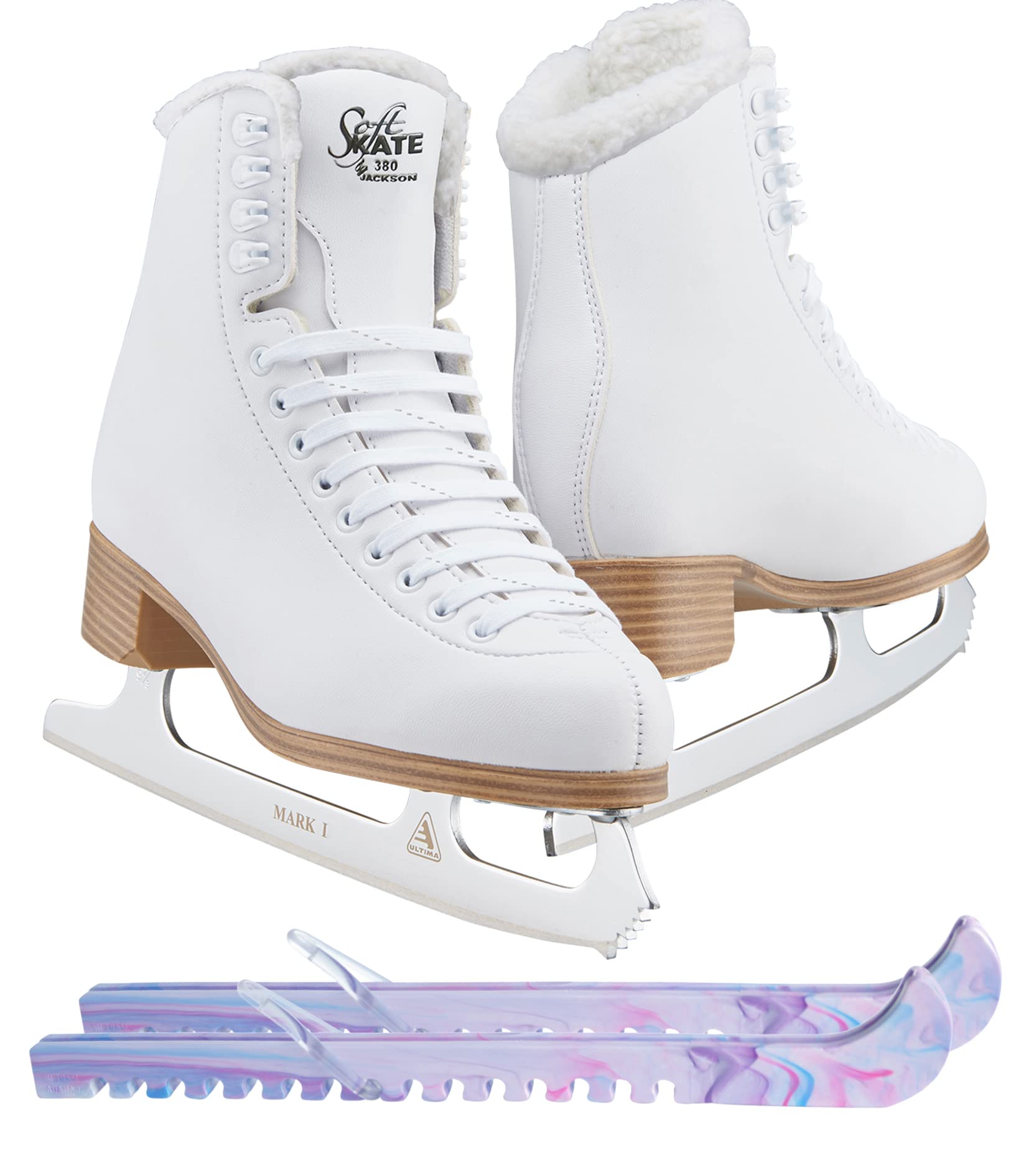 Jackson Classic Model 380/381 Figure Skates for Women & Girls - Premium Ice Skating Boots with Reinforced Ankle Support & Stainless Steel Blades - Includes Free Skate Guards (2023 New Release) - Perfect for Ice Rink Practice, Competitive Skating & Winter Sports