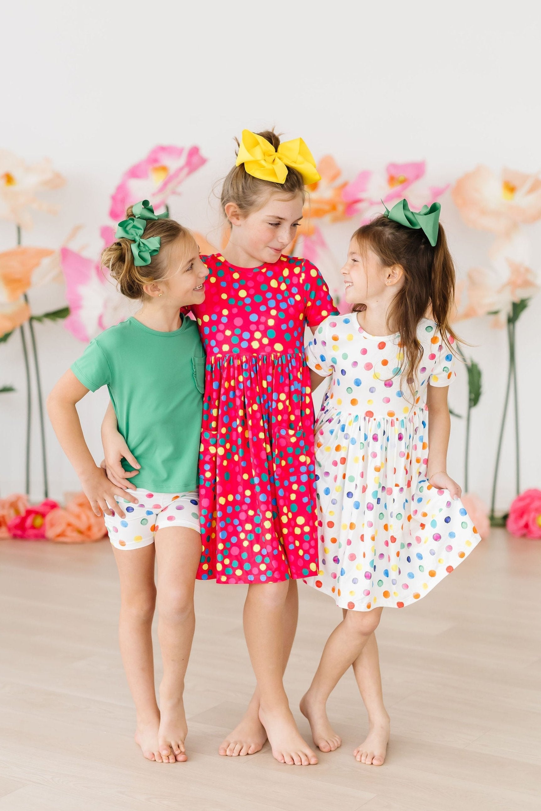 Colorful Polka Dot Short Sleeve Pocket Twirl Dress for Women - Perfect for Summer Parties, Weddings & Casual Outings