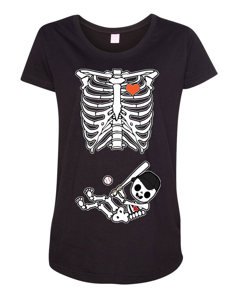 Baby Skeleton Baseball Maternity T-Shirt - Cute Pregnancy Tee for Moms-to-Be | Perfect for Halloween, Baby Showers & Gender Reveal Parties
