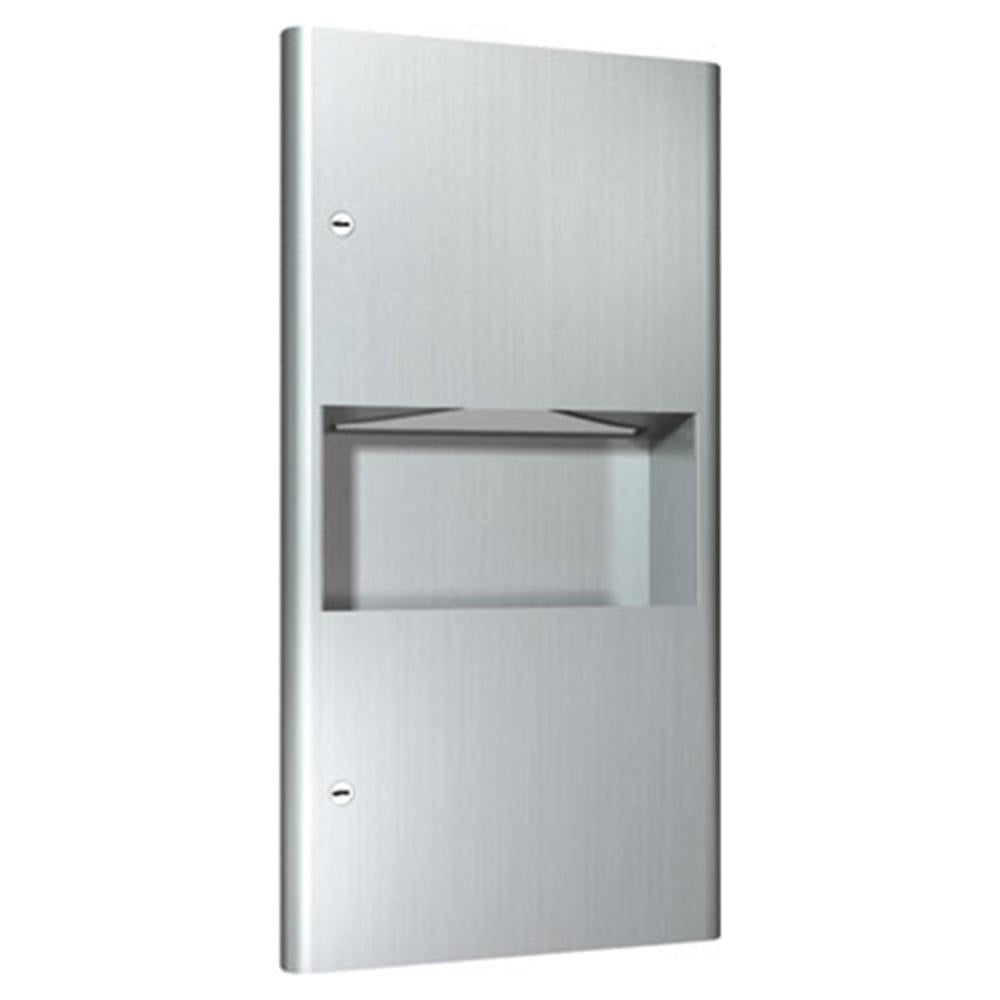 ASI 94623 Semi-Recessed Satin Paper Towel Dispenser with Removable Waste Receptacle - Ideal for Restrooms, Kitchens & Commercial Spaces