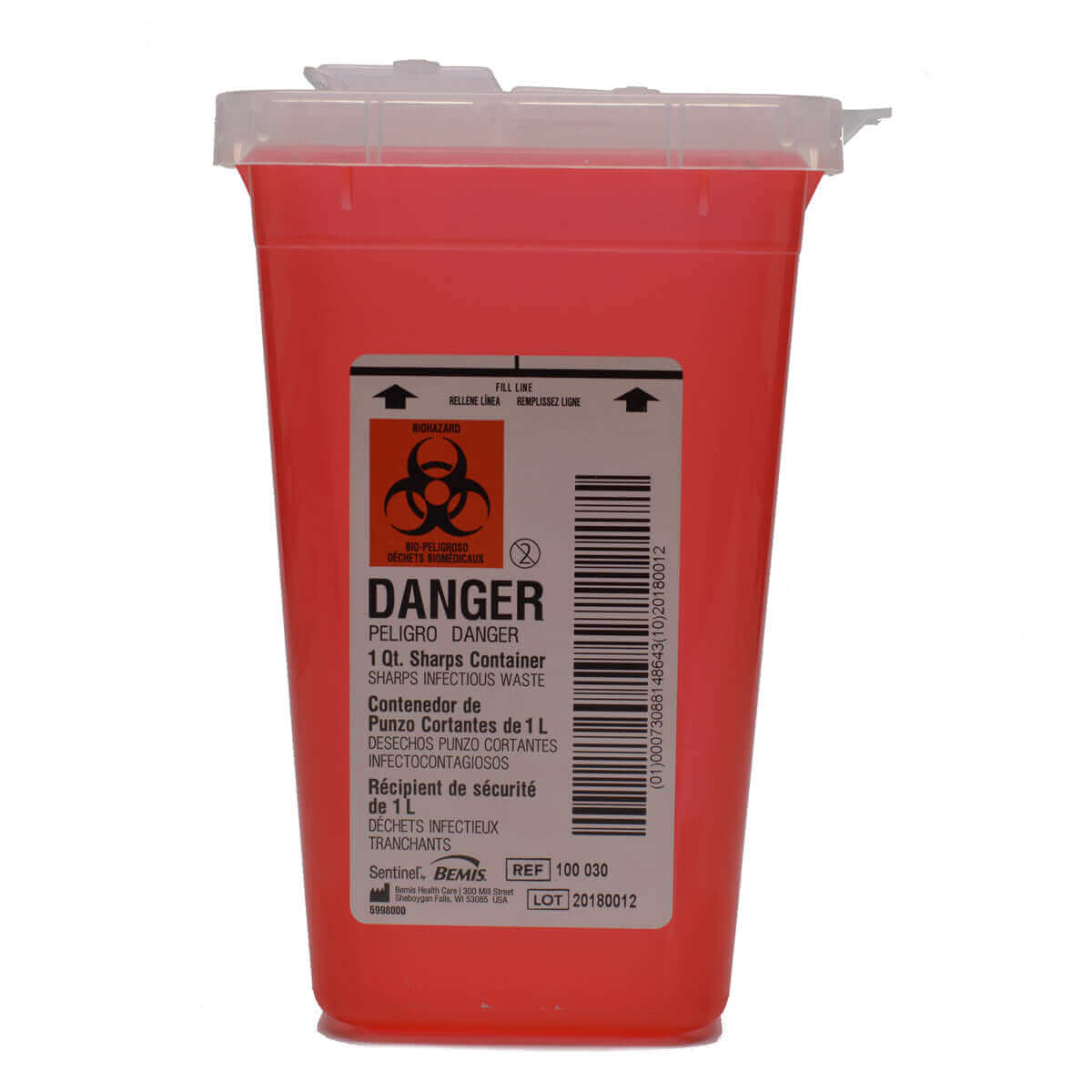 Bemis 1QT Sharps Container - Safe & Secure Medical Waste Disposal for Needles, Syringes & Lancets | Ideal for Home, Clinic & Hospital Use