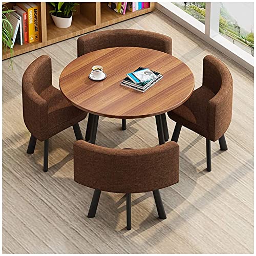 Small Round Coffee Table - Modern Office & Reception Table Set with Chairs for Conference Hall, Business Hotel, Living Room, Kitchen & Coffee Shop | Durable Brown Finish | Perfect for Meetings, Dining & Relaxation