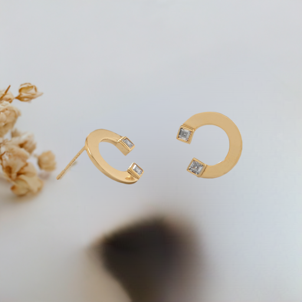 14K Gold Plated Cubic Zirconia Post Earrings for Women - Hypoallergenic & Elegant Jewelry Gift for Everyday Wear, Parties & Special Occasions