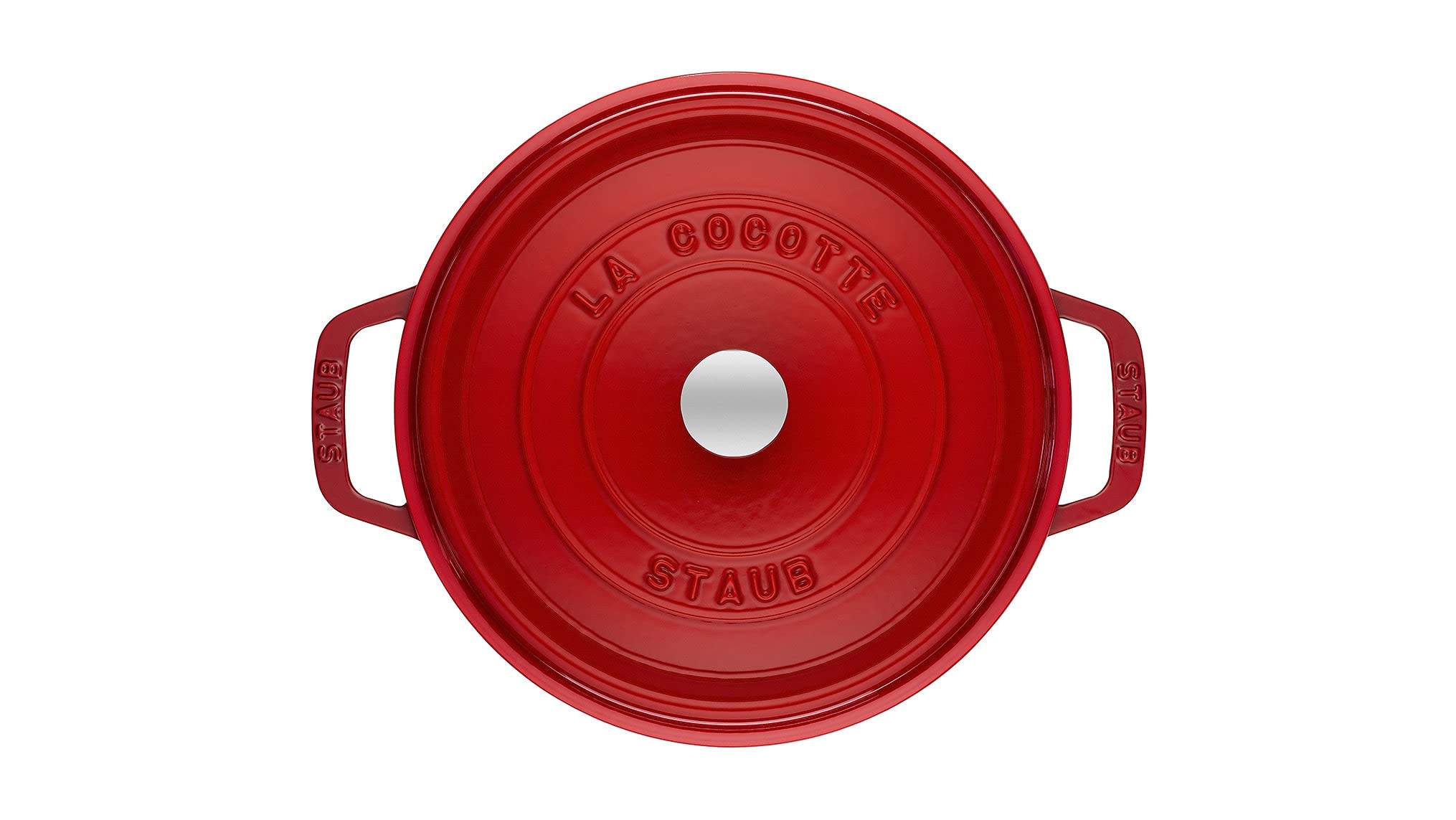 Staub 7-Quart Round Cast Iron Cocotte Dutch Oven - Cherry Red, Made in France | Perfect for Braising, Stewing & Slow Cooking Soups, Bread Baking