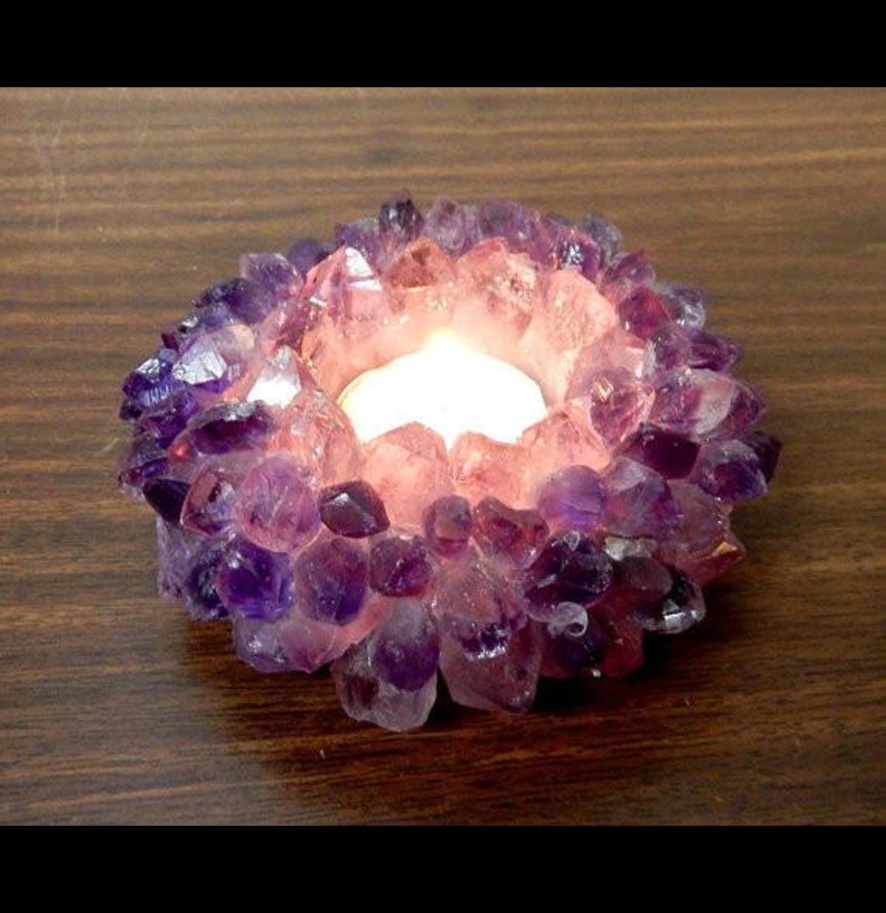 Large Amethyst Point Candle Holder - Natural Crystal Decor for Home, Meditation & Healing - Perfect for Yoga Rooms, Altars & Spiritual Spaces