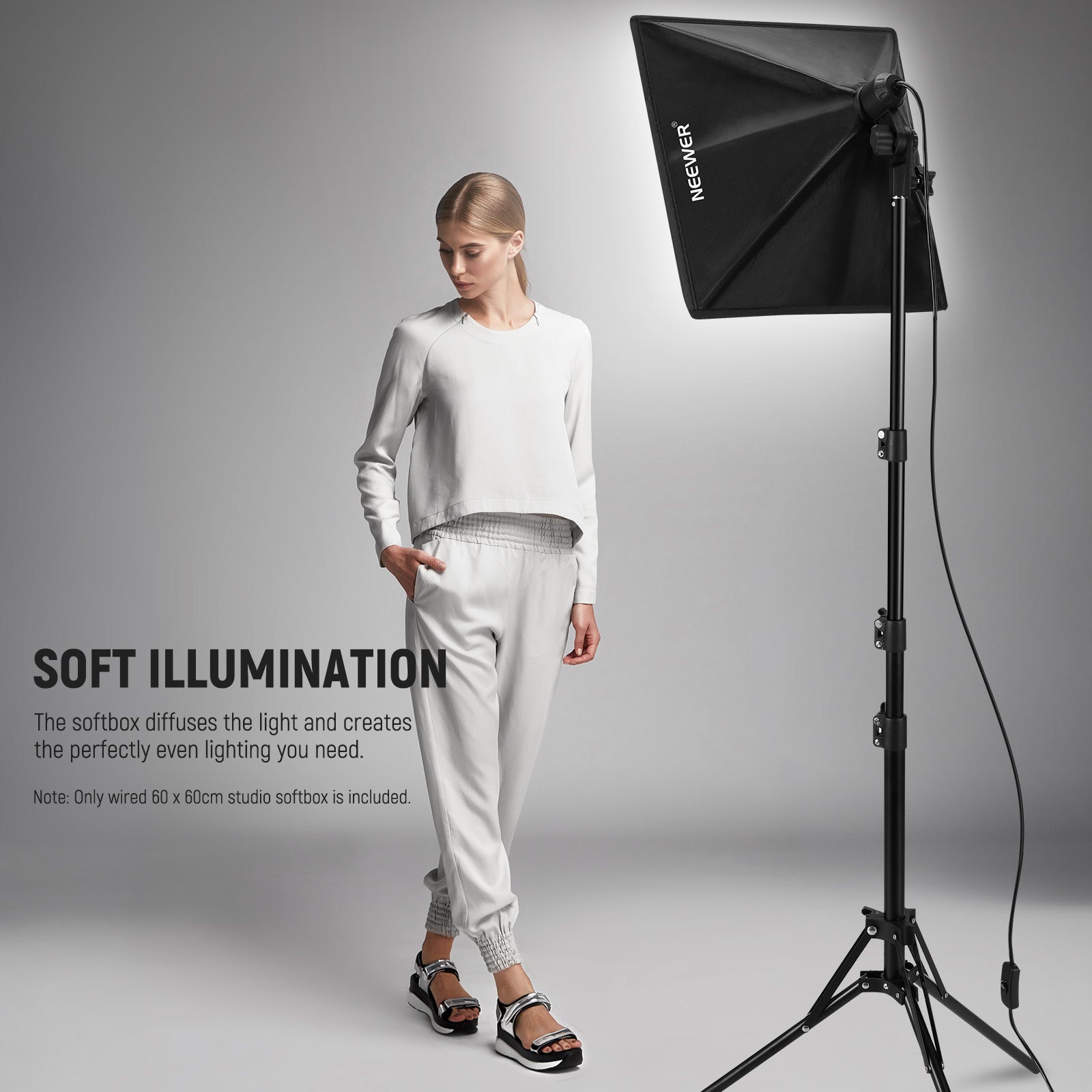 NEEWER SF4040/SF6060 Photography Softbox with E26 Socket & Diffuser - Professional Lighting Equipment for Studio Photography, Portrait & Product Shoots - Perfect for Indoor & Outdoor Photo Sessions