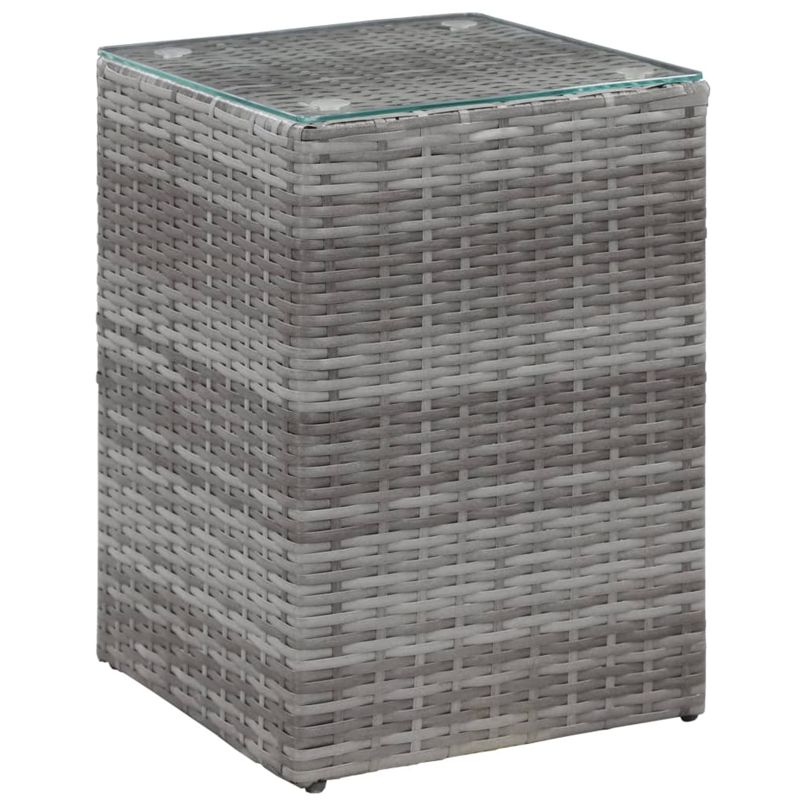 3-Piece Gray Poly Rattan Side Tables with Glass Tops - Modern End Tables for Living Room, Bedroom, or Office Decor