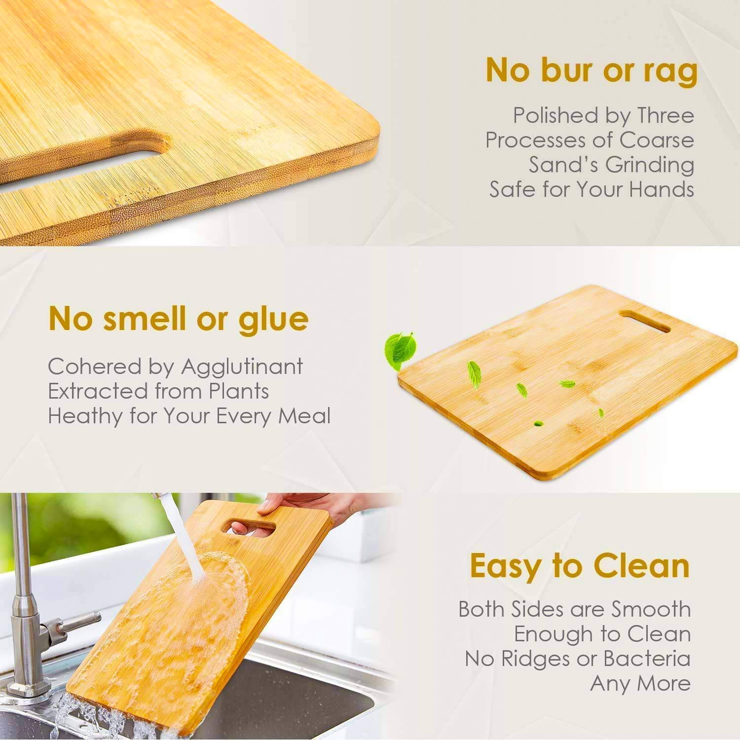 Premium Wooden Chopping Board for Kitchen - Natural Bamboo Cutting Board for Vegetables, Meat & Cheese | Medium Size 13 x 8.5 Inch | Eco-Friendly & Dye-Free | Perfect for Food Prep, Serving & Home Decor