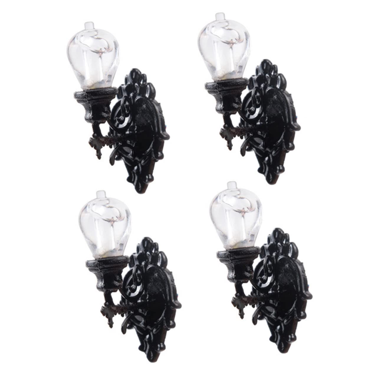 4PCS Miniature LED Wall Lamp - Battery Operated Dollhouse Lights, Fairy House & Railway Model Lighting - ABS Material for Tiny Home Decor & DIY Miniature Projects