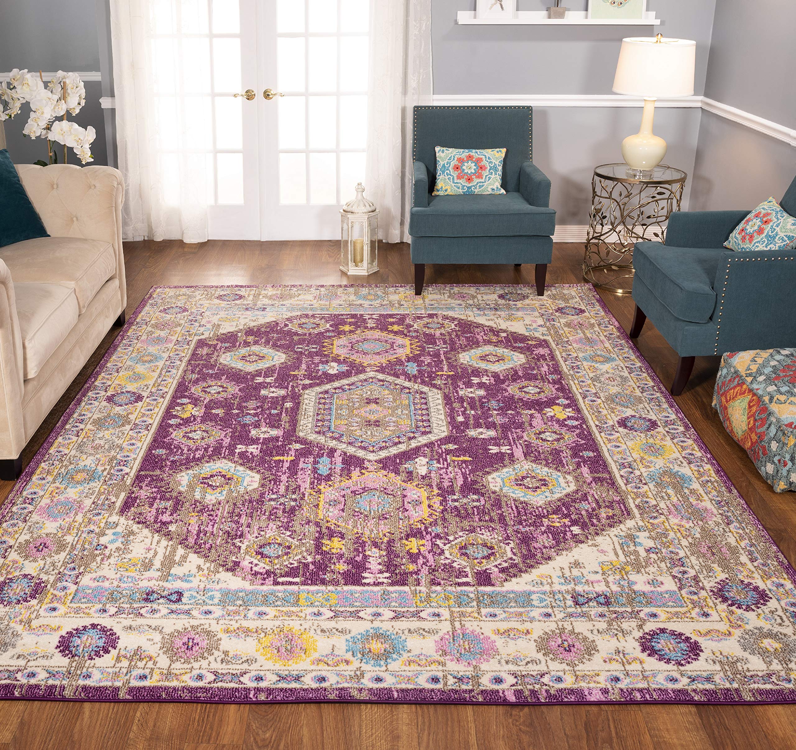 Noori Rug Sapphire Francisca Purple Ivory Area Rug 7'10