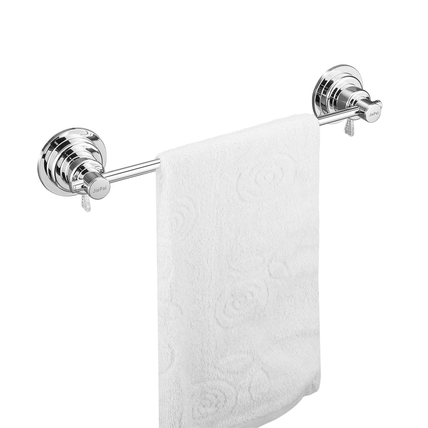 JiePai 16 Inch Removable Vacuum Suction Towel Bar Holder - Strong Bathroom & Kitchen Suction Cup Towel Rack for Showers, Sinks, Tiles - Perfect for Small Spaces & RVs