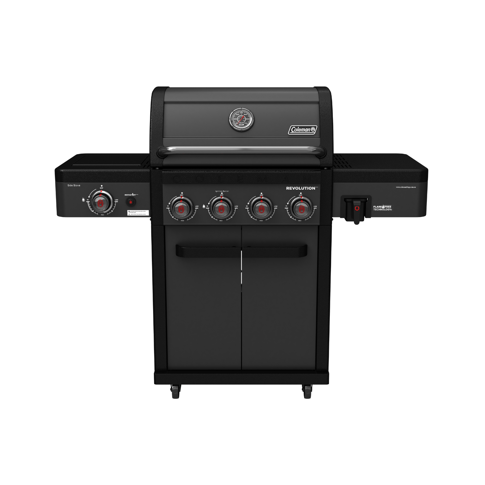 Coleman Revolution 4-Burner Propane Gas Grill with Side Burner - Black Matte Finish | Perfect for Backyard BBQs, Camping & Outdoor Cooking | REV4BMA