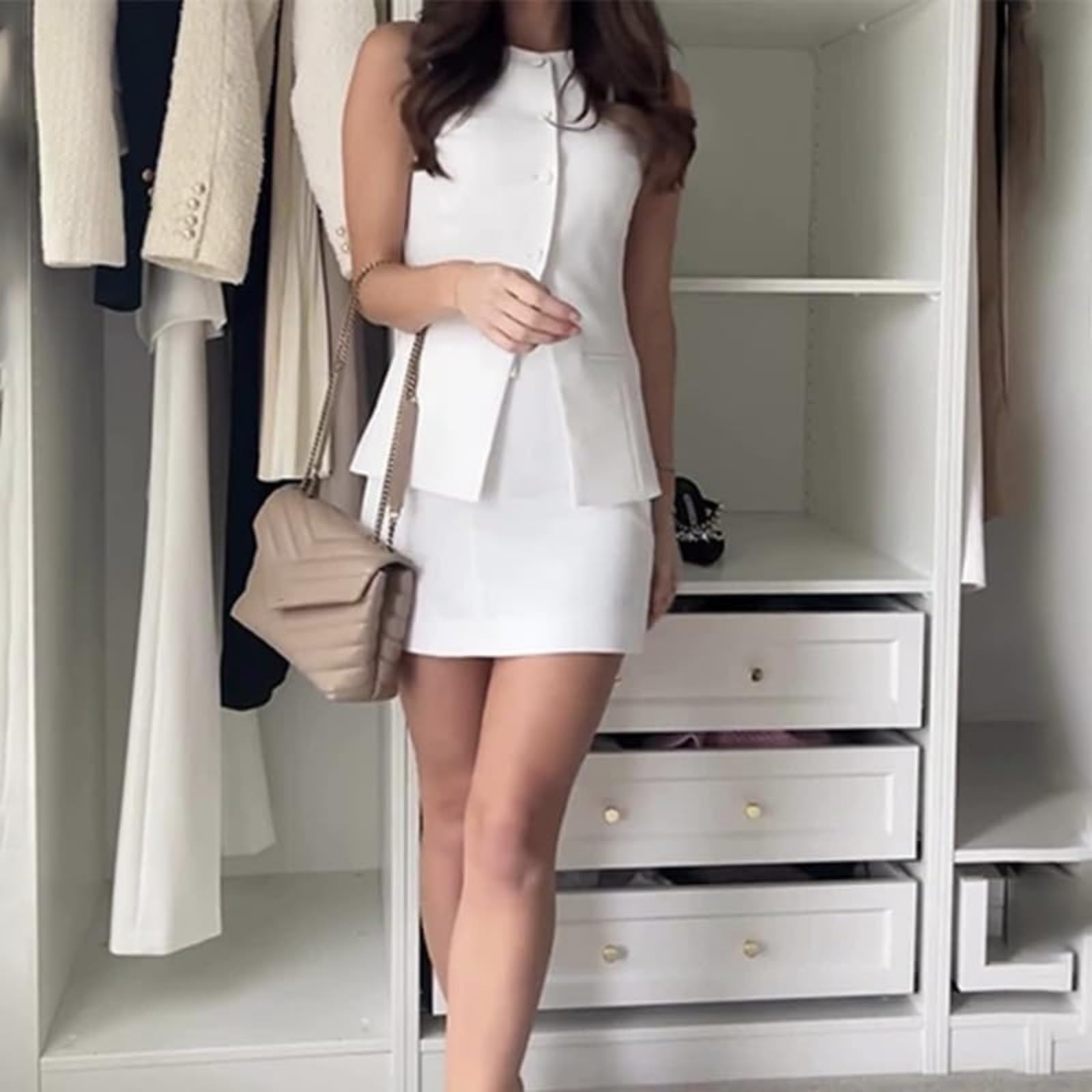 Women's Sleeveless Waistcoat & Mini Skirt Set - Y2K Blazer Matching Outfit 2 Piece Suit Vest Sets for Party, Club & Office Wear | Fashionable Women's Work & Night Out Outfits