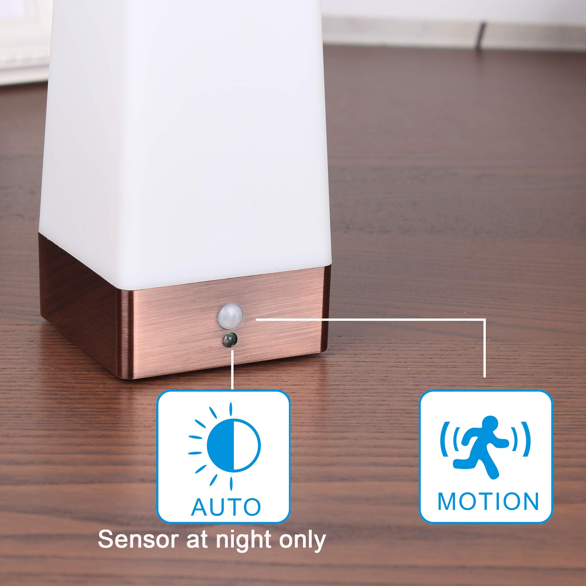 2-Pack Square Retro LED Night Light with Wireless PIR Motion Sensor - Battery Powered Bedside Lamp for Living Room, Bedroom, Bathroom, Hallway & Kitchen - Perfect for Nighttime Safety and Convenience