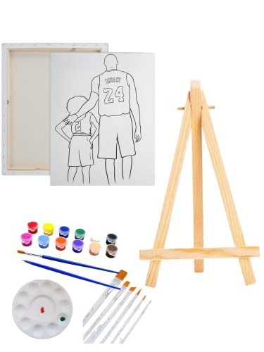 Kobe Bryant Tribute DIY Paint Kit for Adults & Teens - Pre-Drawn 8x10 Canvas, Easel & 10 Paint Brushes | Sip and Paint Party Supplies, Birthday Activity | Perfect for Art Classes, Memorial Events & Home Decor