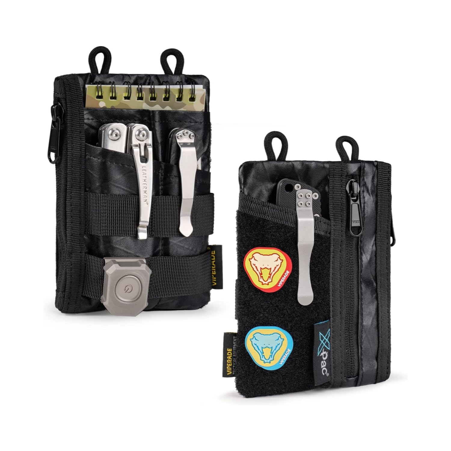 VIPERADE VE18 EDC Pouch - 6 Pocket Compact Tool Organizer Bag for Men, Multi-Tool Storage Pouch with Hook & Loop Closure - Perfect for Everyday Carry, Camping, Hiking & DIY Projects