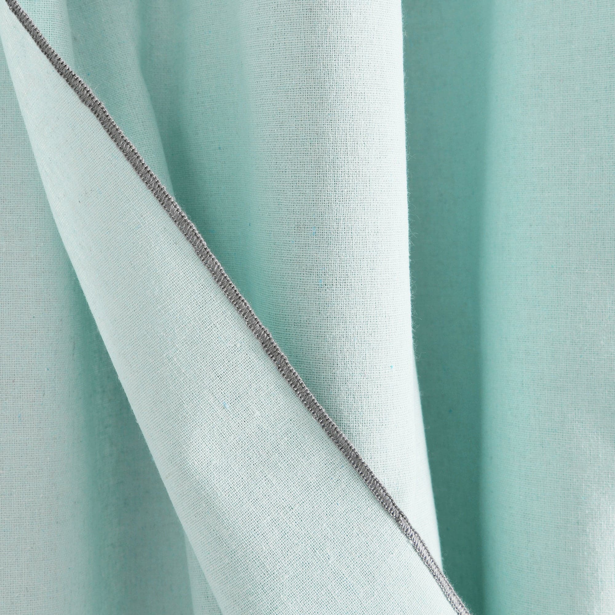 Modern Faux Linen Embroidered Edge Window Curtain Panel Set with Attached Valance - Elegant Home Decor for Living Room, Bedroom & Dining Room