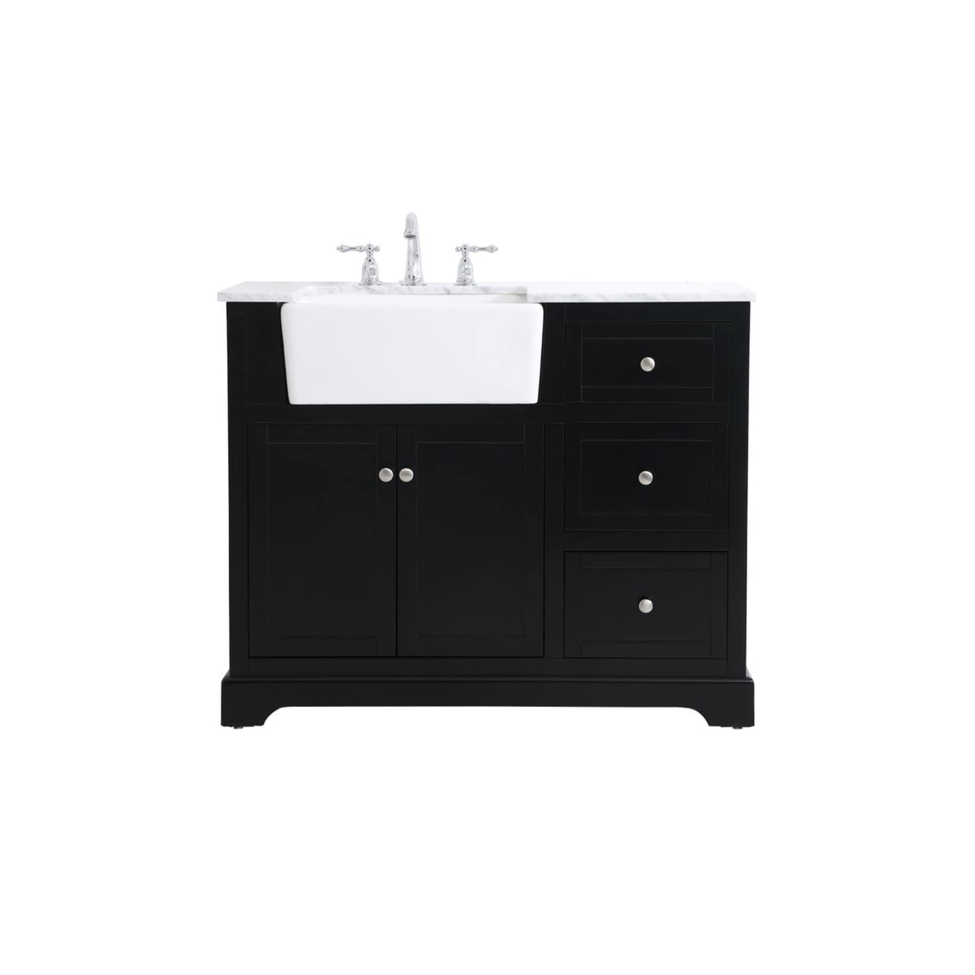 Franklin 42 Inch Black Wood Single Bathroom Vanity with Mirror - Modern Elegant Decor for Small Bathrooms, Powder Rooms & Master Suites