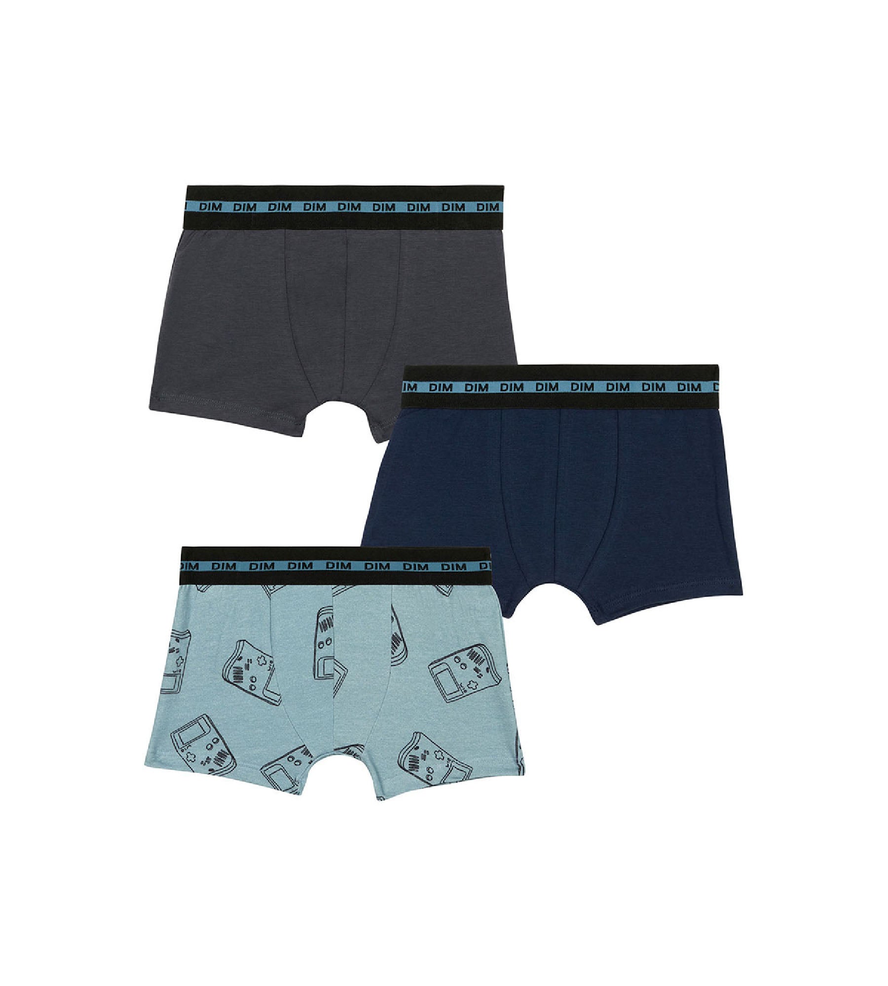 3 Pack Boys' Cotton Stretch Boxer Briefs with Gameboy Print - Blue | EcoDim Mode | Comfortable Underwear for Kids, Boys, Teens | Perfect for School, Sports, Sleep & Everyday Wear