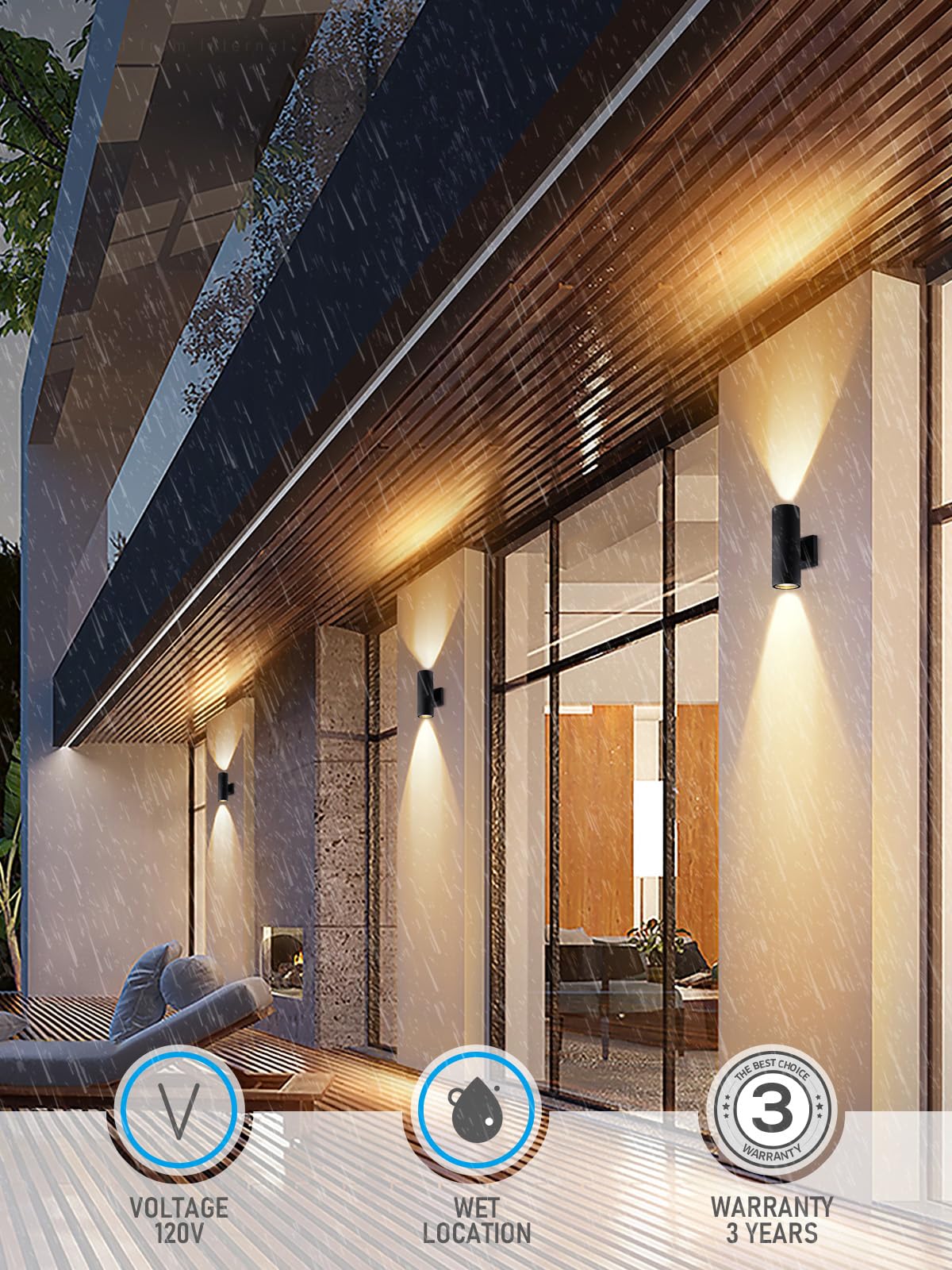 LEONLITE Modern Outdoor Cylinder Wall Lights 11.81
