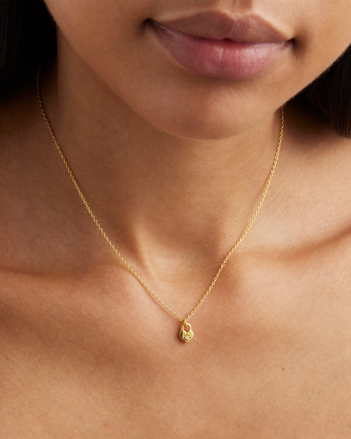 18K Gold Vermeil Crystal Lotus Heart Padlock Necklace for Women - Elegant Jewelry Gift for Valentine's Day, Anniversary & Special Occasions