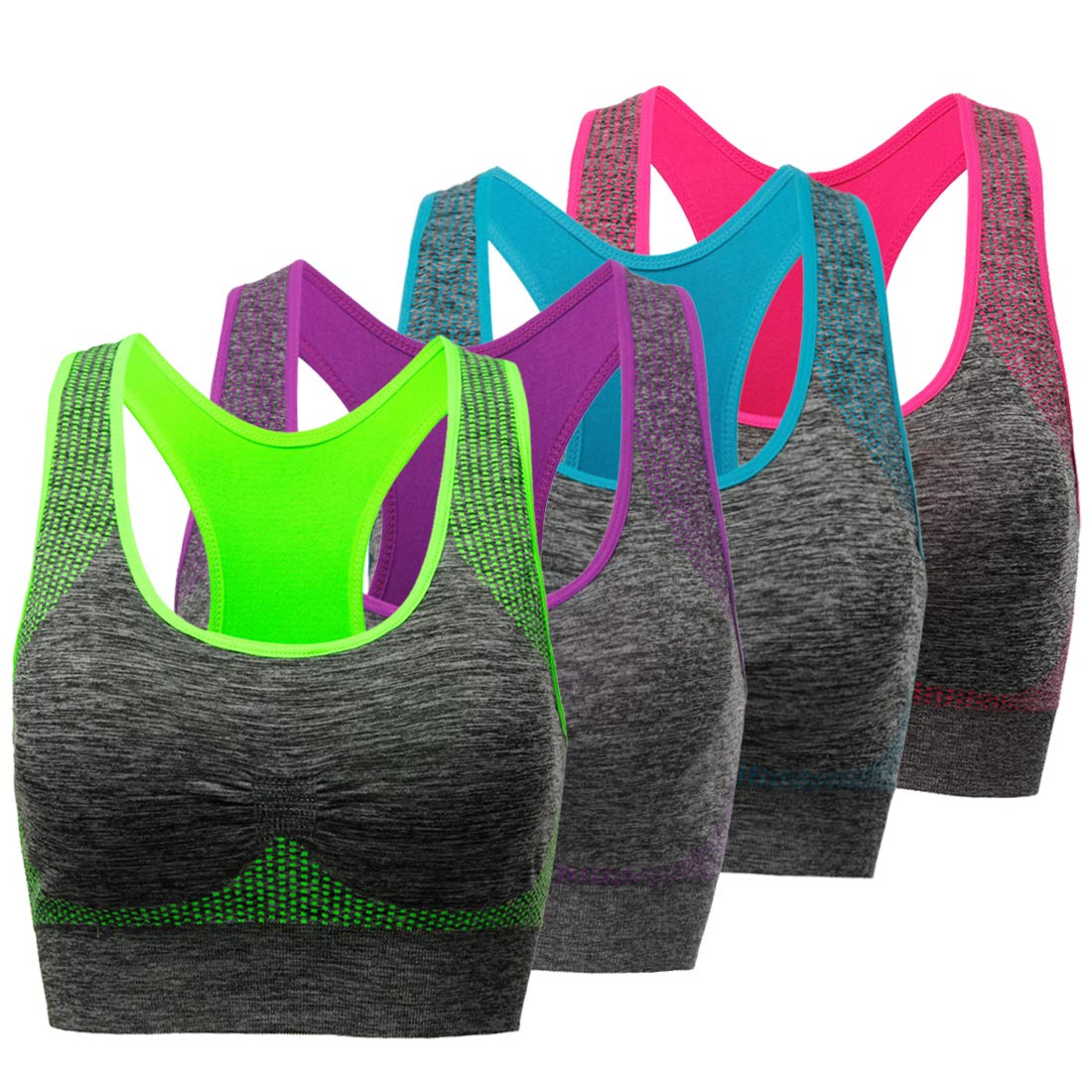 TOBWIZU Women's Medium Support Sports Bras with Pocket - Yoga, Gym & Activewear for Running, Workout & Fitness Training