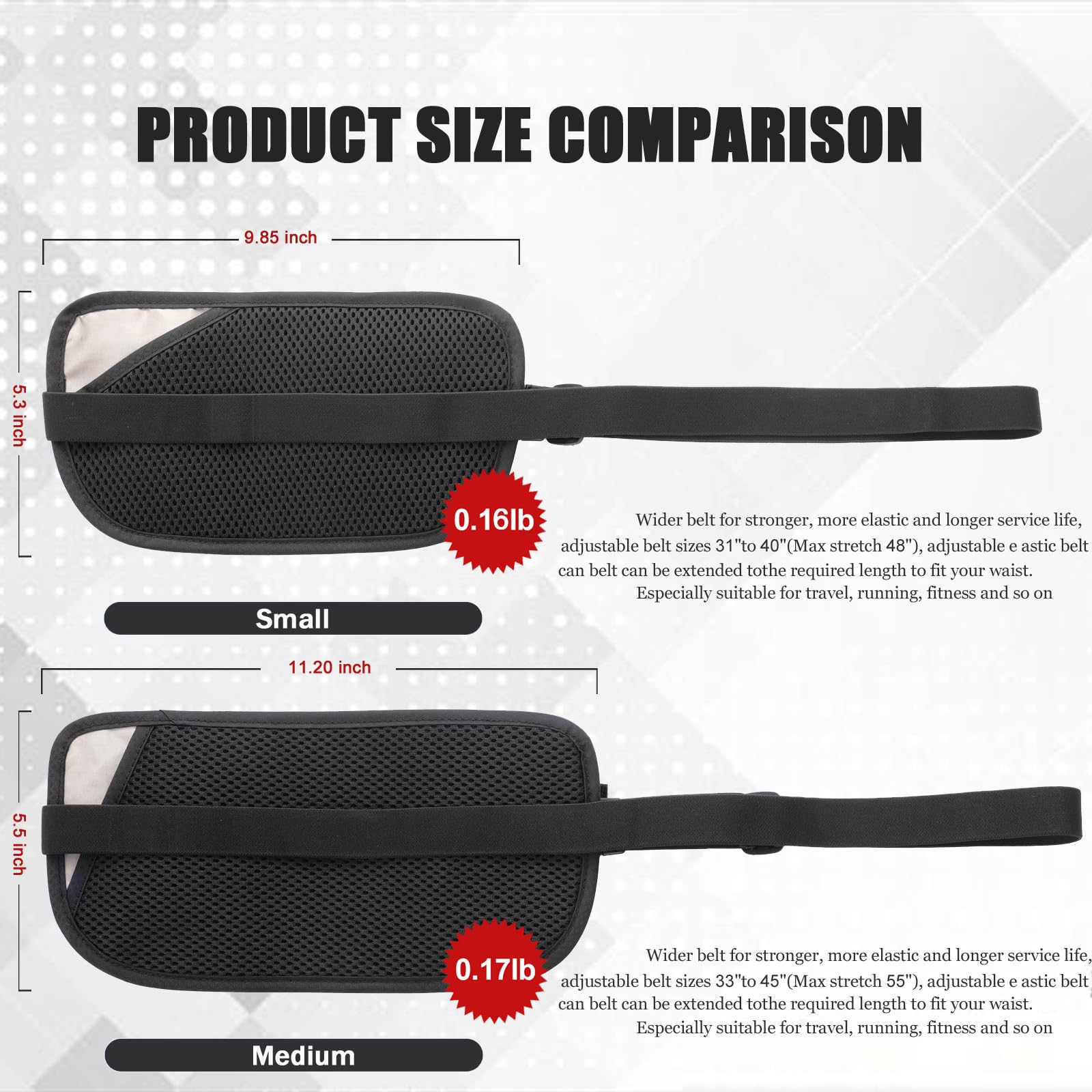 RFID Blocking Unisex Travel Money Belt - Slim Passport Holder & Adjustable Waist Pouch for Men & Women | Perfect for Workout, Running, Hiking & Travel | Black with 8 Card Sleeves