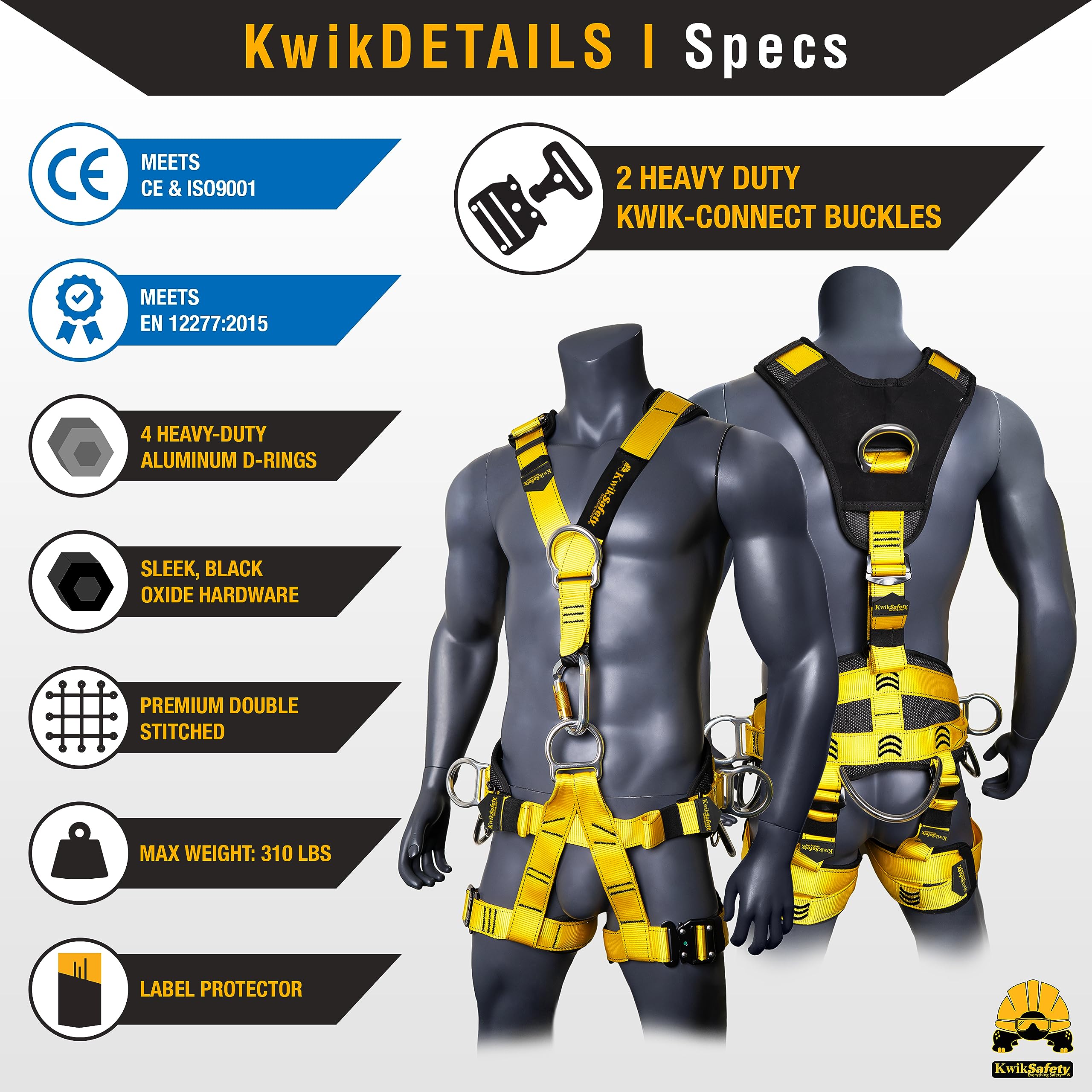 KwikSafety Professional Climbing Harness - MANDRILL & CANOPY KING Full/Half Body Safety Gear | EN & CE Certified | Rock Climbing, Tree Work, Construction | Charlotte, NC