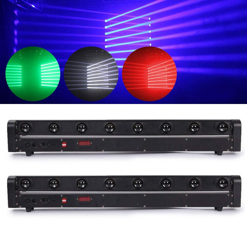 124W RGBW Moving Head Beam Light - 8 Scan LED Bar with DMX Control for DJ Stage Lighting (2PCS) | Perfect for Nightclubs, Concerts, and Live Events
