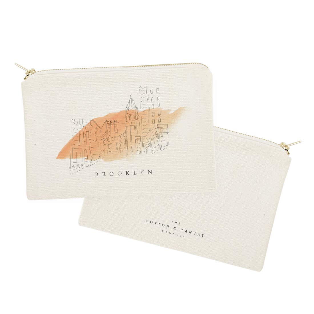 The Cotton & Canvas Co. Brooklyn Skyline Cosmetic Bag - Travel Makeup Pouch, NYC Souvenir Gift for Women, Perfect for Daily Use & Vacation Essentials Storage