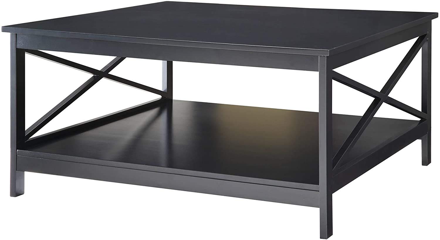 Convenience Concepts Oxford 36 Inch Square Coffee Table - Modern Black End Table for Living Room, Sofa, Lounge & Home Decor