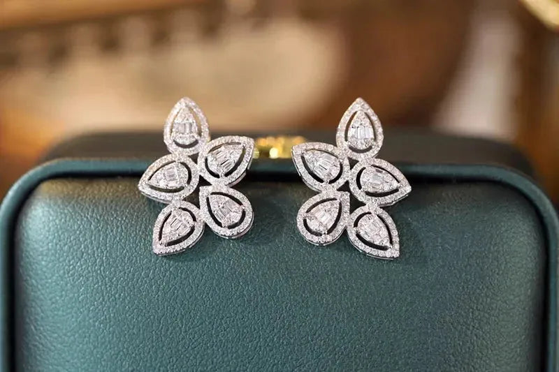 18K White Gold Diamond Stud Earrings for Women - 0.90 Carat Real Natural Diamonds, Fashion Party Jewelry - Perfect for Weddings, Anniversaries & Special Occasions