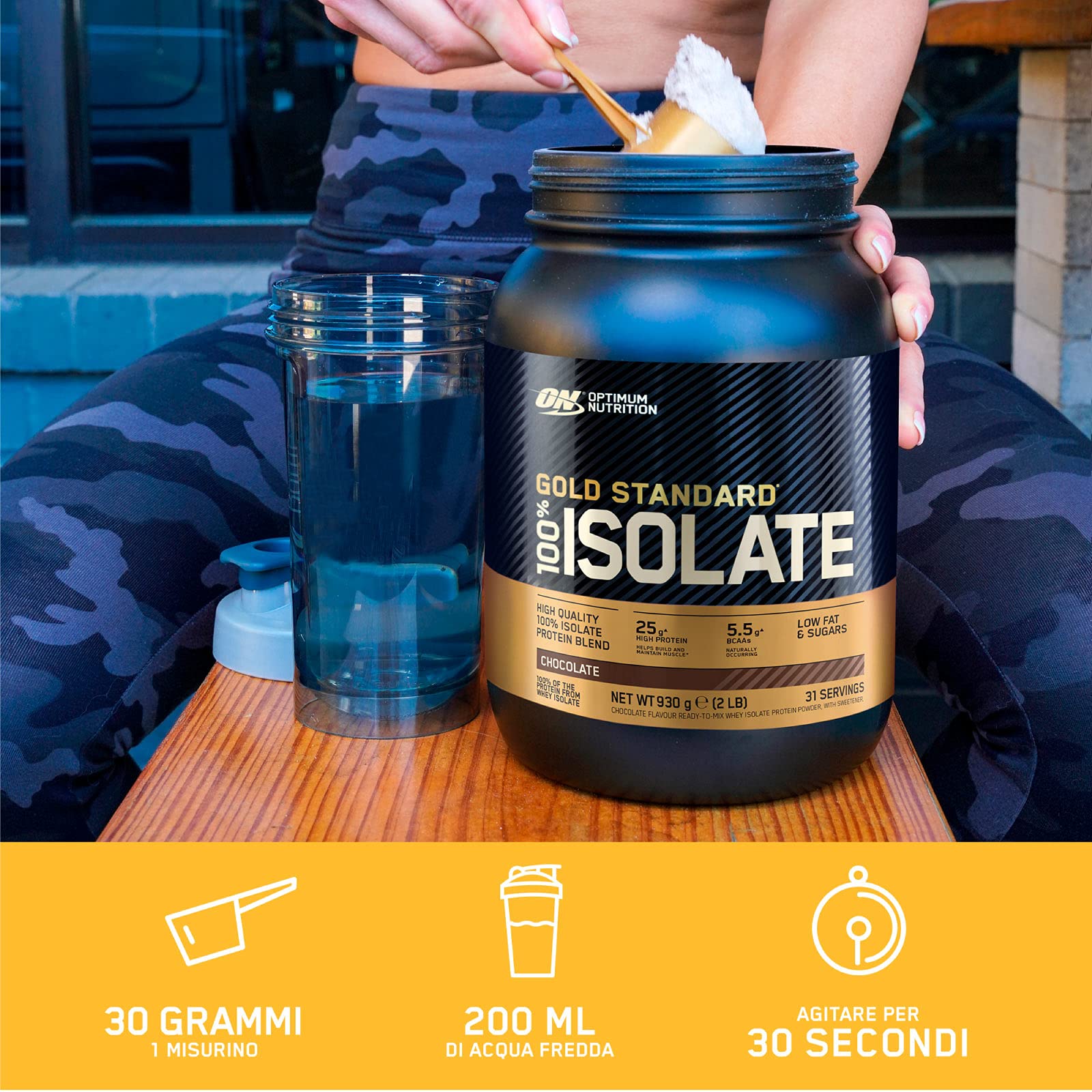 Optimum Nutrition 100% Gold Standard Whey Protein Powder Isolate - 31 Servings (930g) Vanilla BCAA for Muscle Recovery | Gym, Workout & Post-Exercise Supplement | Includes Free Shaker Bottle & Towel