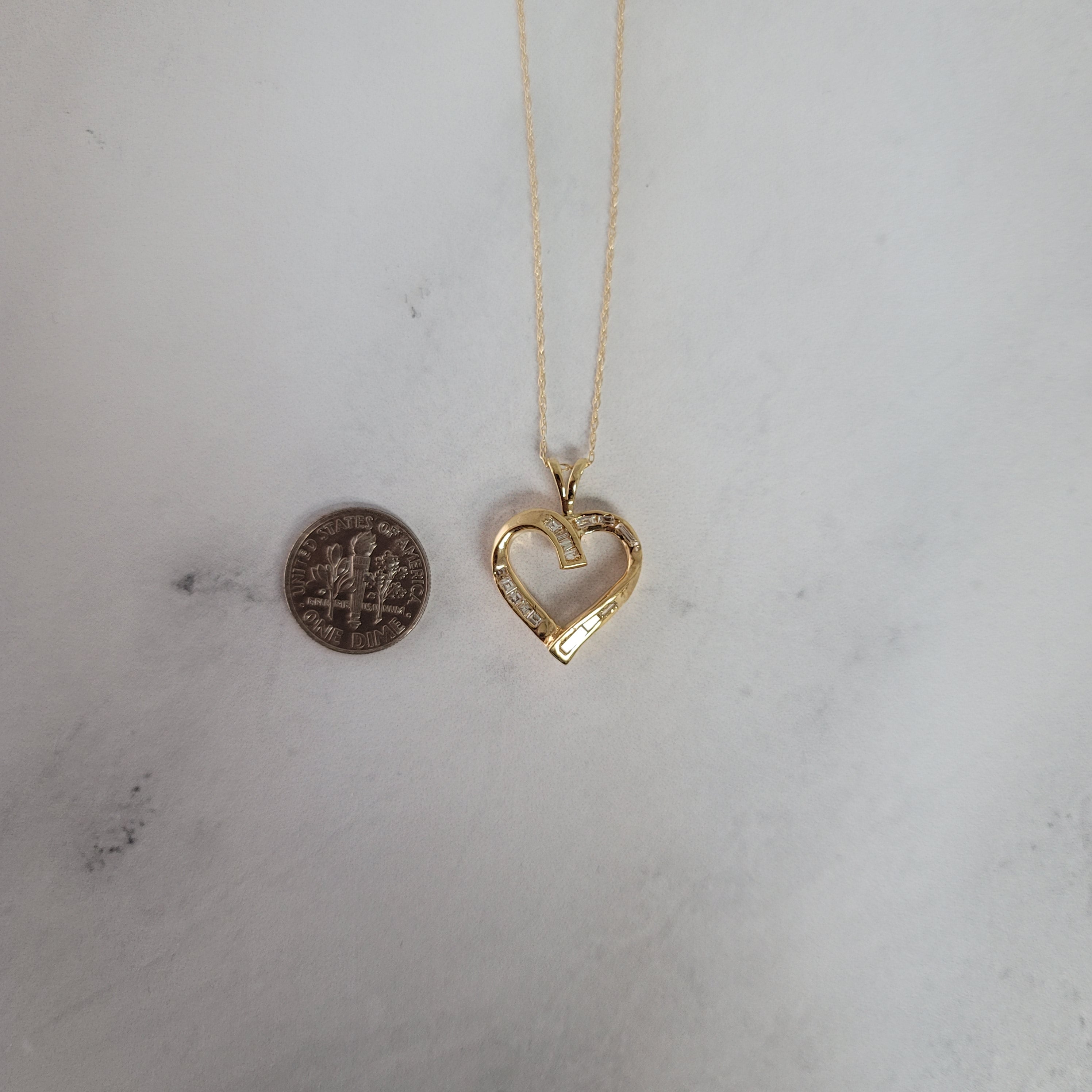 Princess & Baguette Diamond Heart Pendant Necklace - 14K Gold/White Gold/Sterling Silver - Elegant Valentine's Gift for Her - Perfect for Anniversaries, Weddings & Romantic Occasions