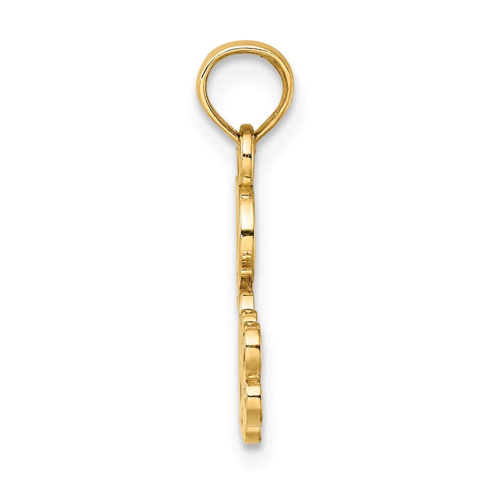 14K Solid Yellow Gold Love Script Pendant with Flower Charm - 15mm x 15mm - Perfect for Valentine's Day Gifts, Anniversary Presents & Everyday Jewelry