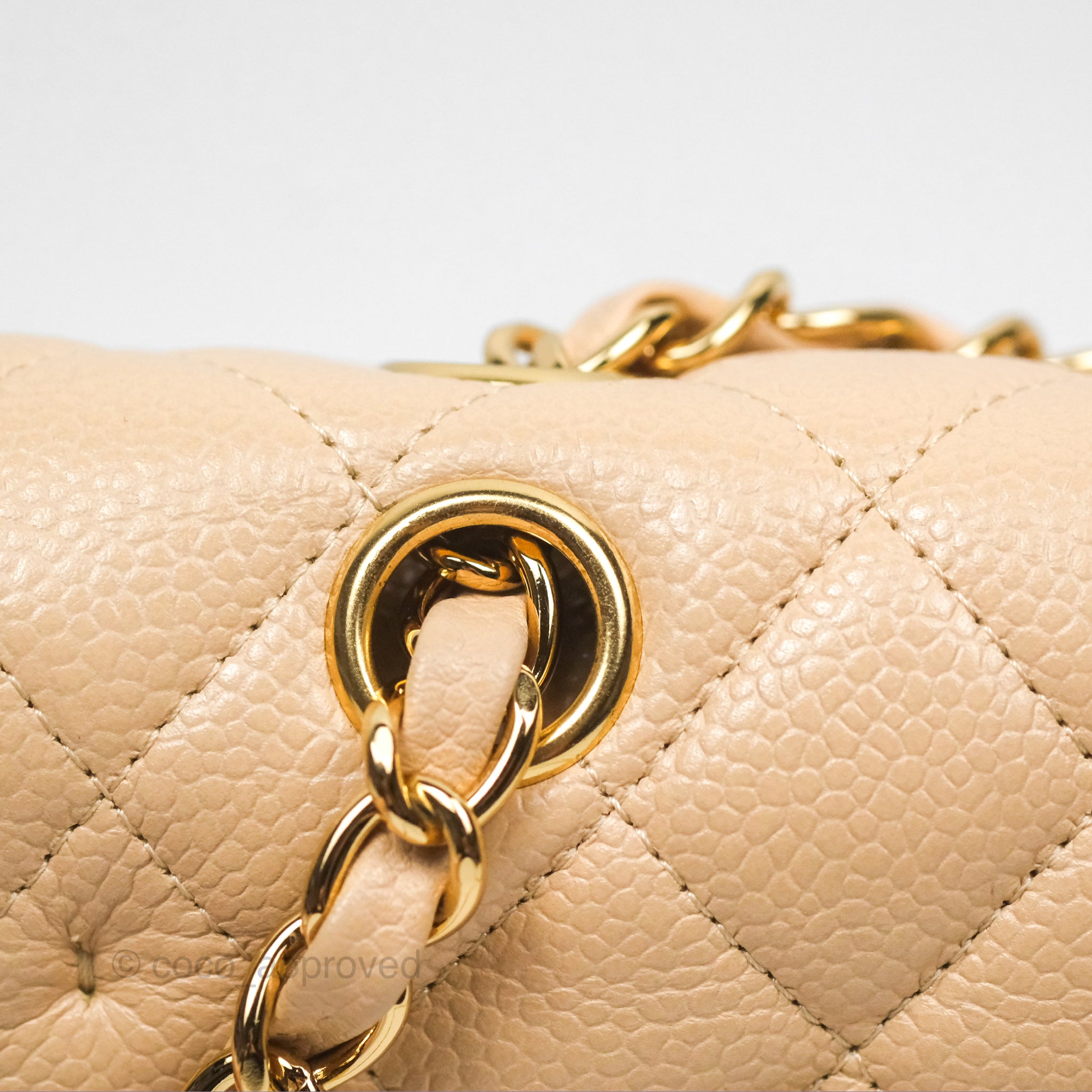 Chanel Classic Medium Flap Bag - Quilted Beige Caviar Leather with Gold Hardware | Luxury Handbag for Women, Perfect for Work, Evening Events & Special Occasions